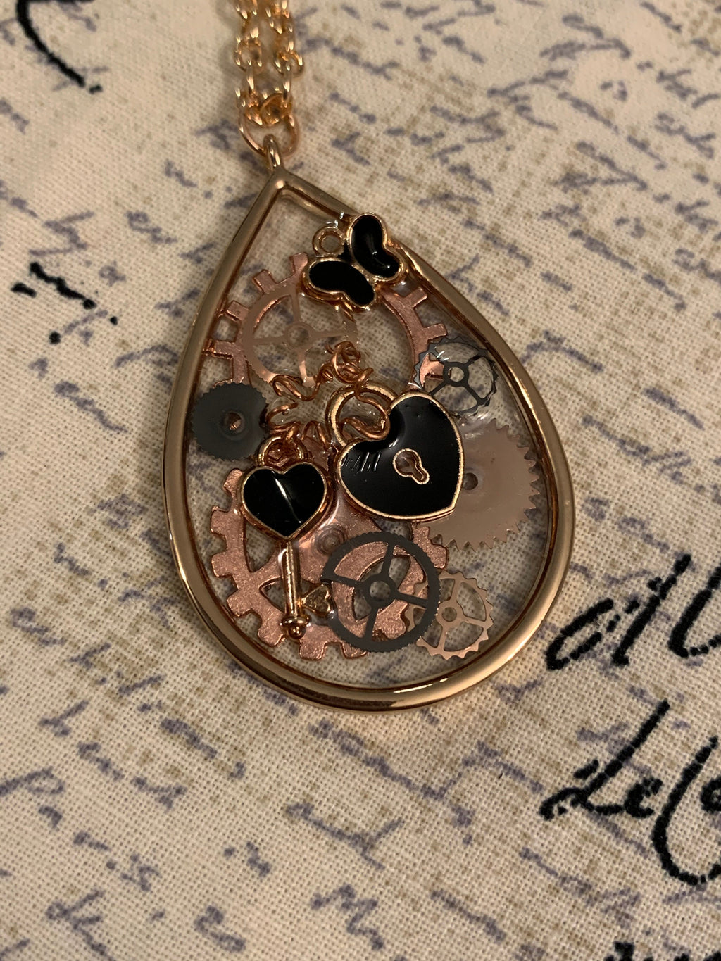 Steampunk Lock and key Necklace