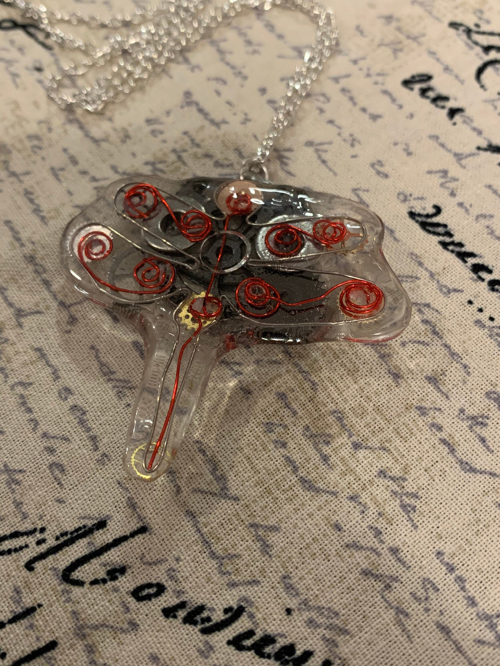 Steampunk Dragonfly wire necklace