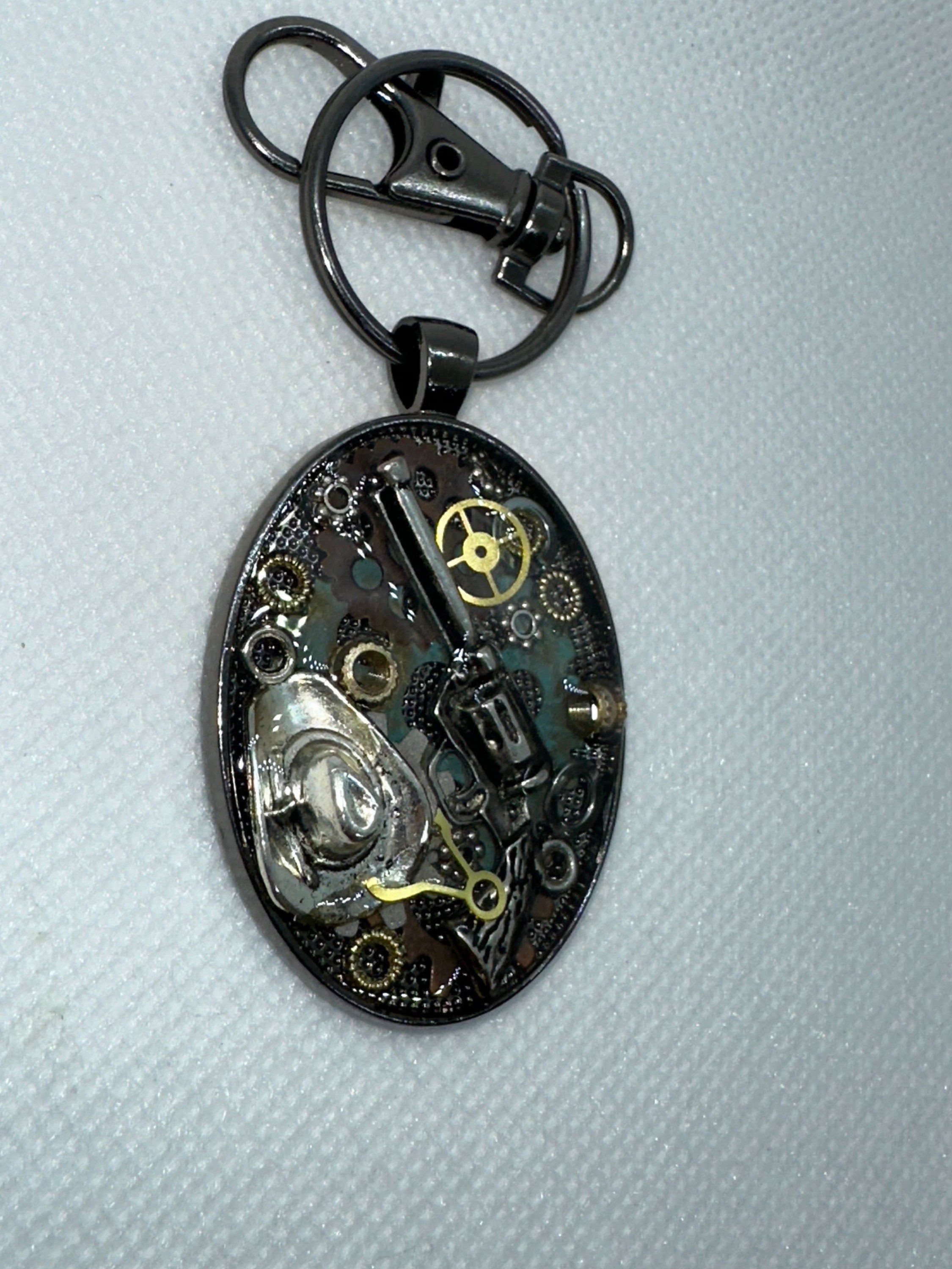 Steampunk Cowboy Cowgirl Keychain