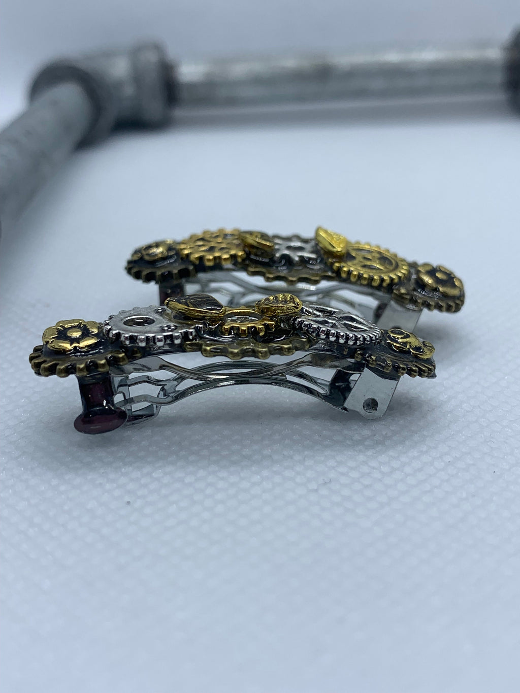 Tiny French Barrettes Hair clips Metal Steampunk