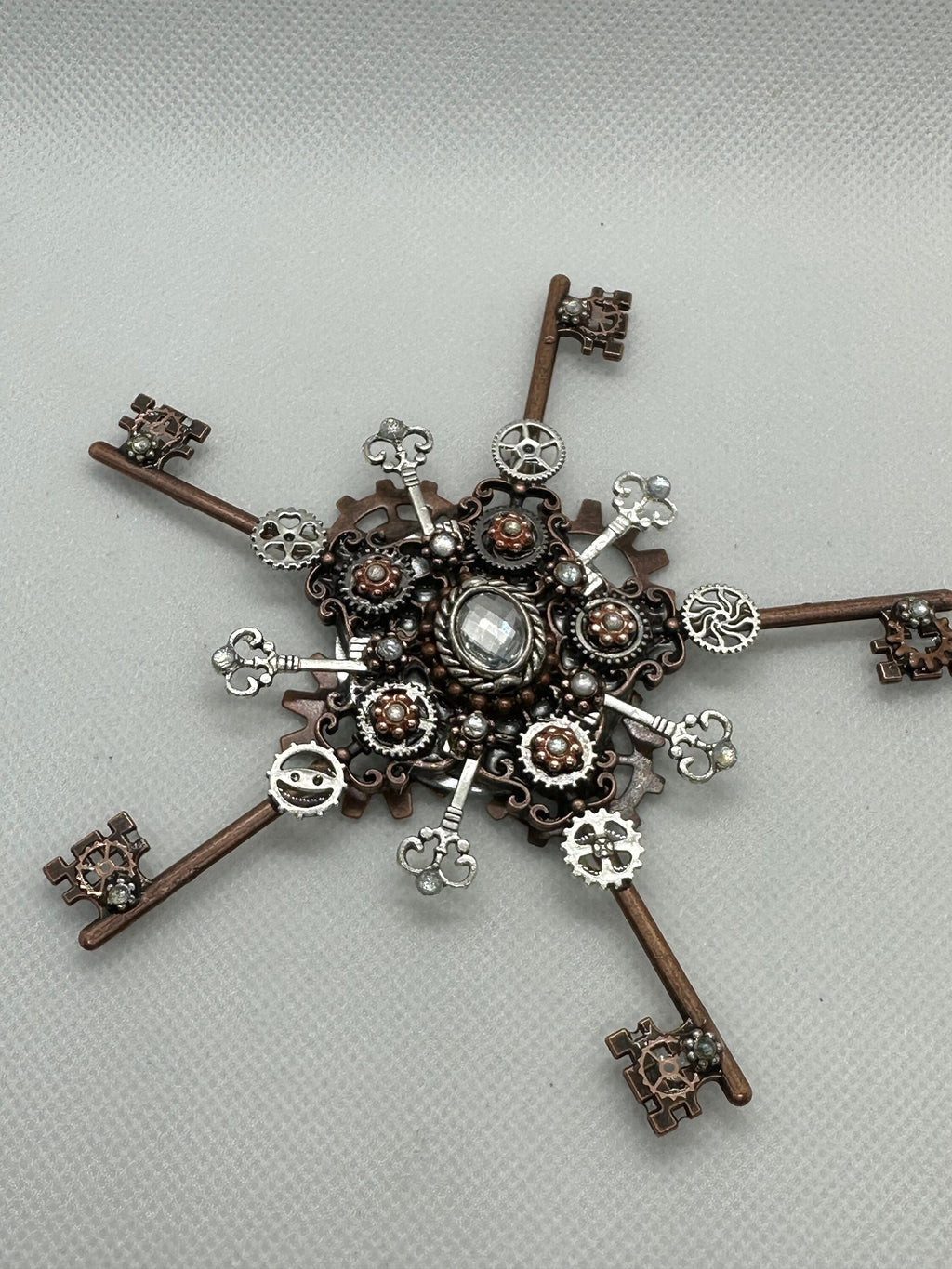 Steampunk Metal Keys Snowflake Ornament or Decoration