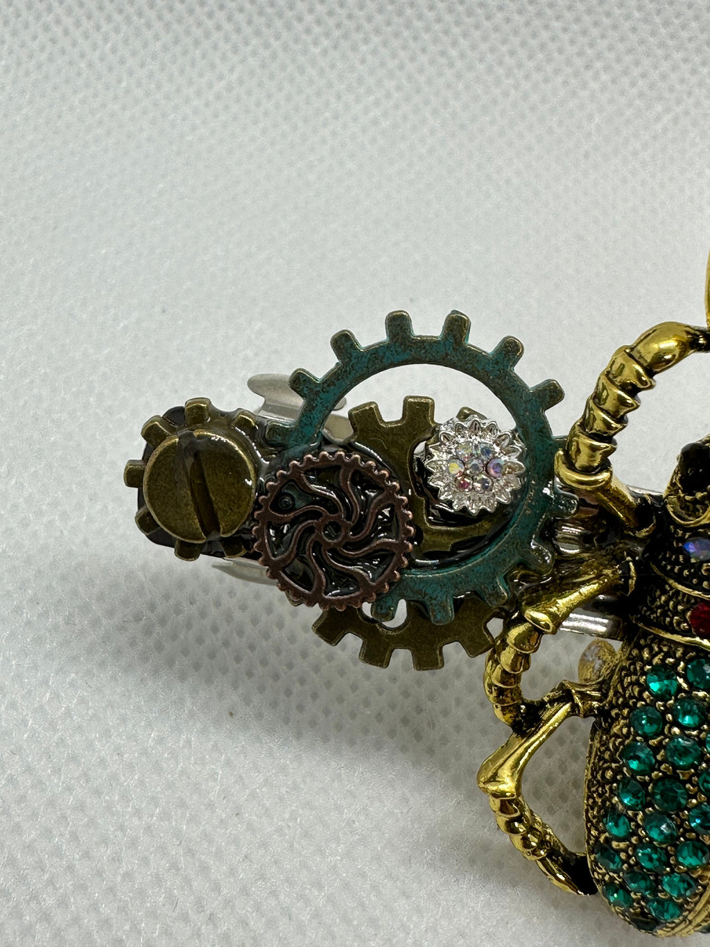 Steampunk Rhinestone Beetle Hair Clip