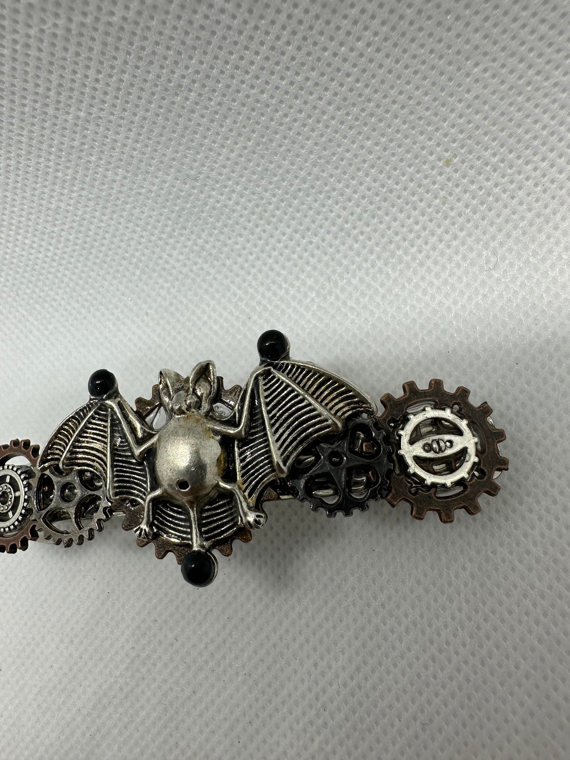 Halloween Steampunk Silver Bat Hair Clip