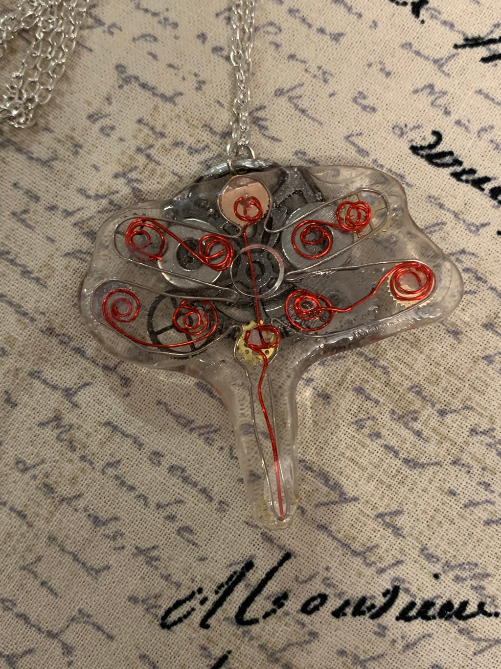 Steampunk Dragonfly wire necklace