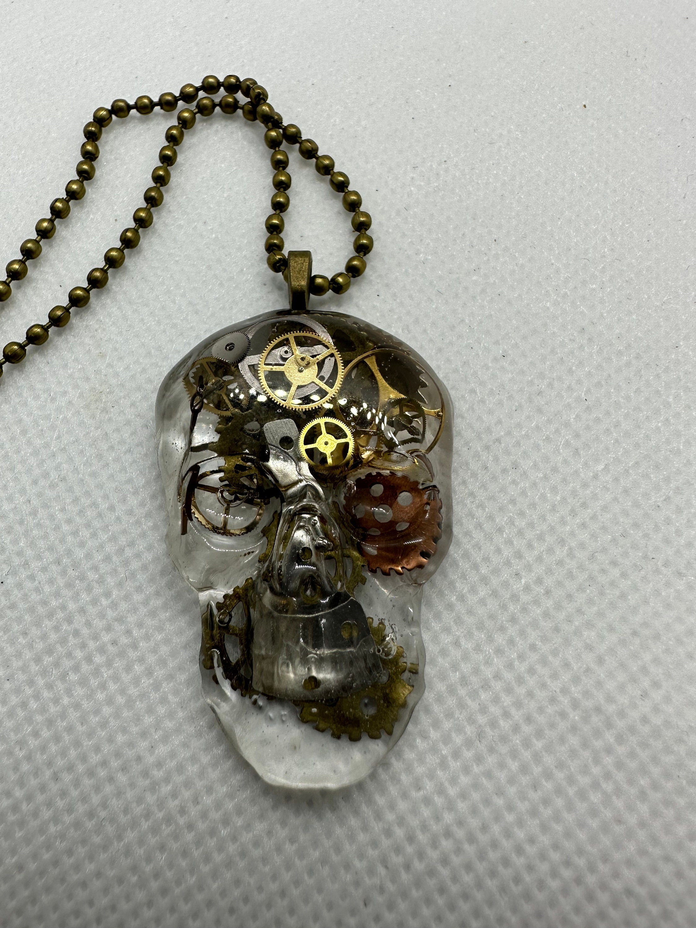 Steampunk Resin Skull Necklace