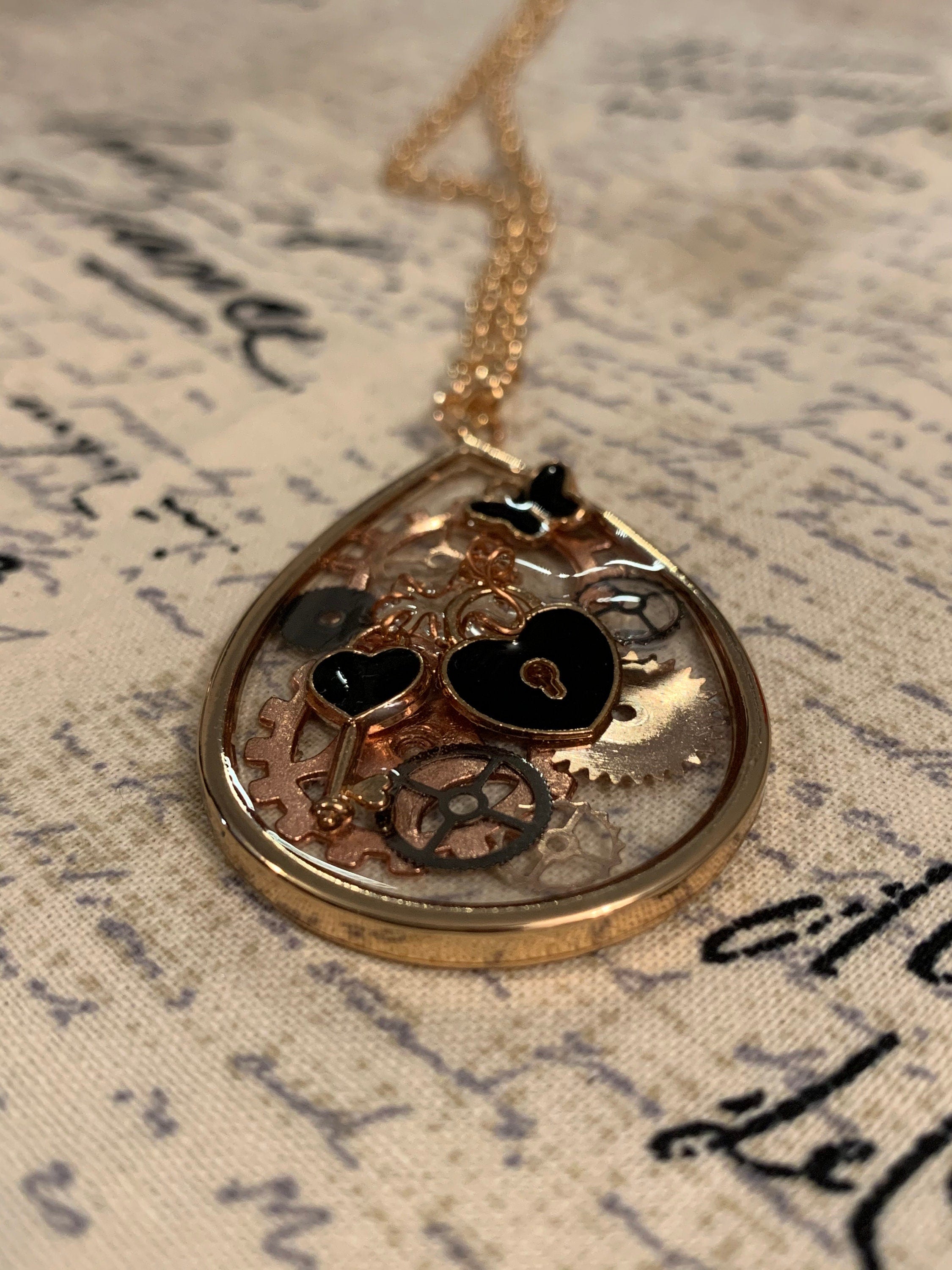 Steampunk Lock and key Necklace