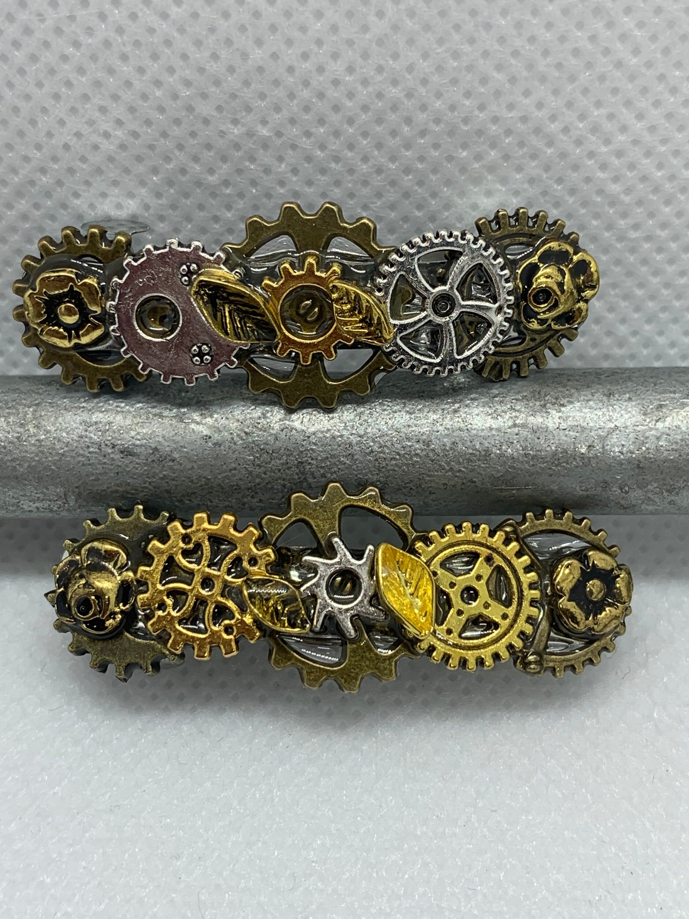 Tiny French Barrettes Hair clips Metal Steampunk