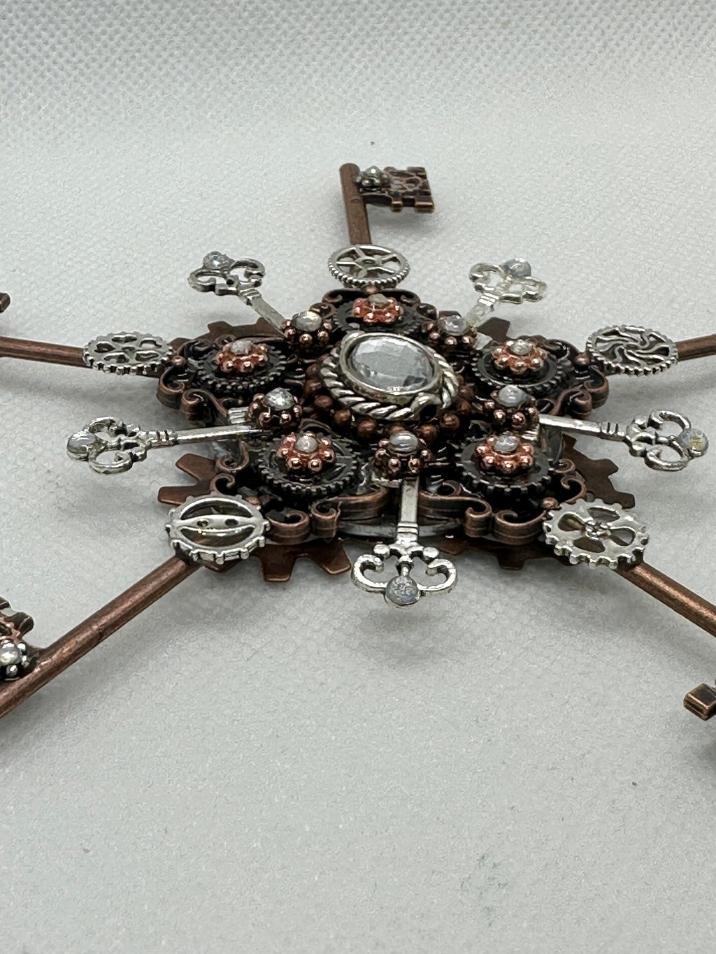 Steampunk Metal Keys Snowflake Ornament or Decoration