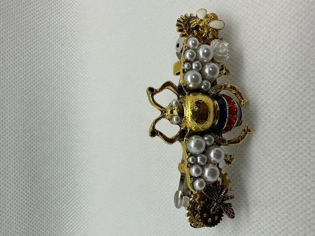 Red, White, Blue and Gold Steampunk Beatle Hairclip