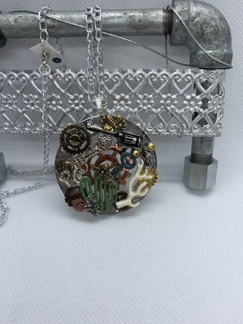 Cactus Desert Inspired Steampunk Necklace