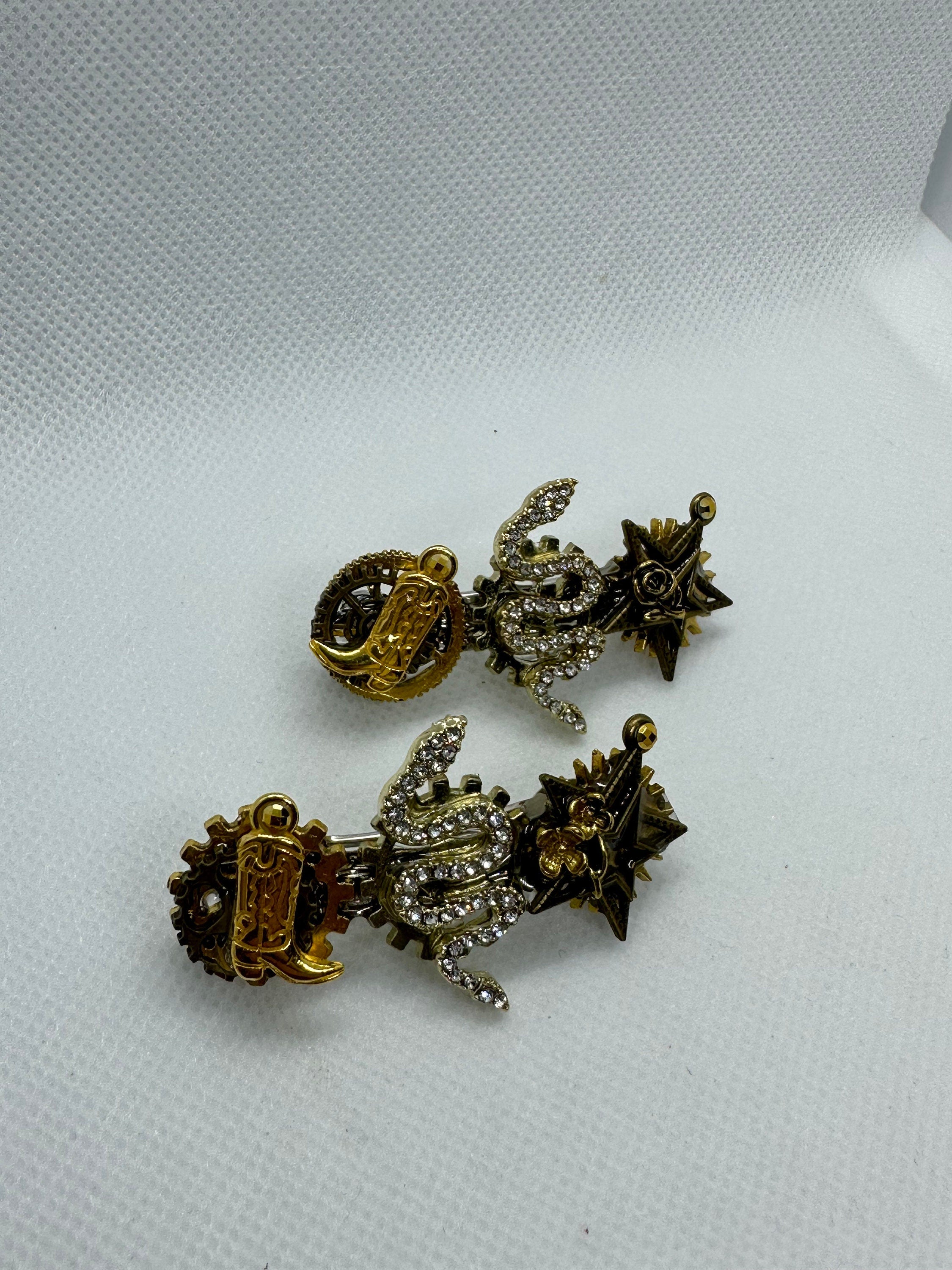 Rhinestone Snakes Steampunk Mini Hair Clips