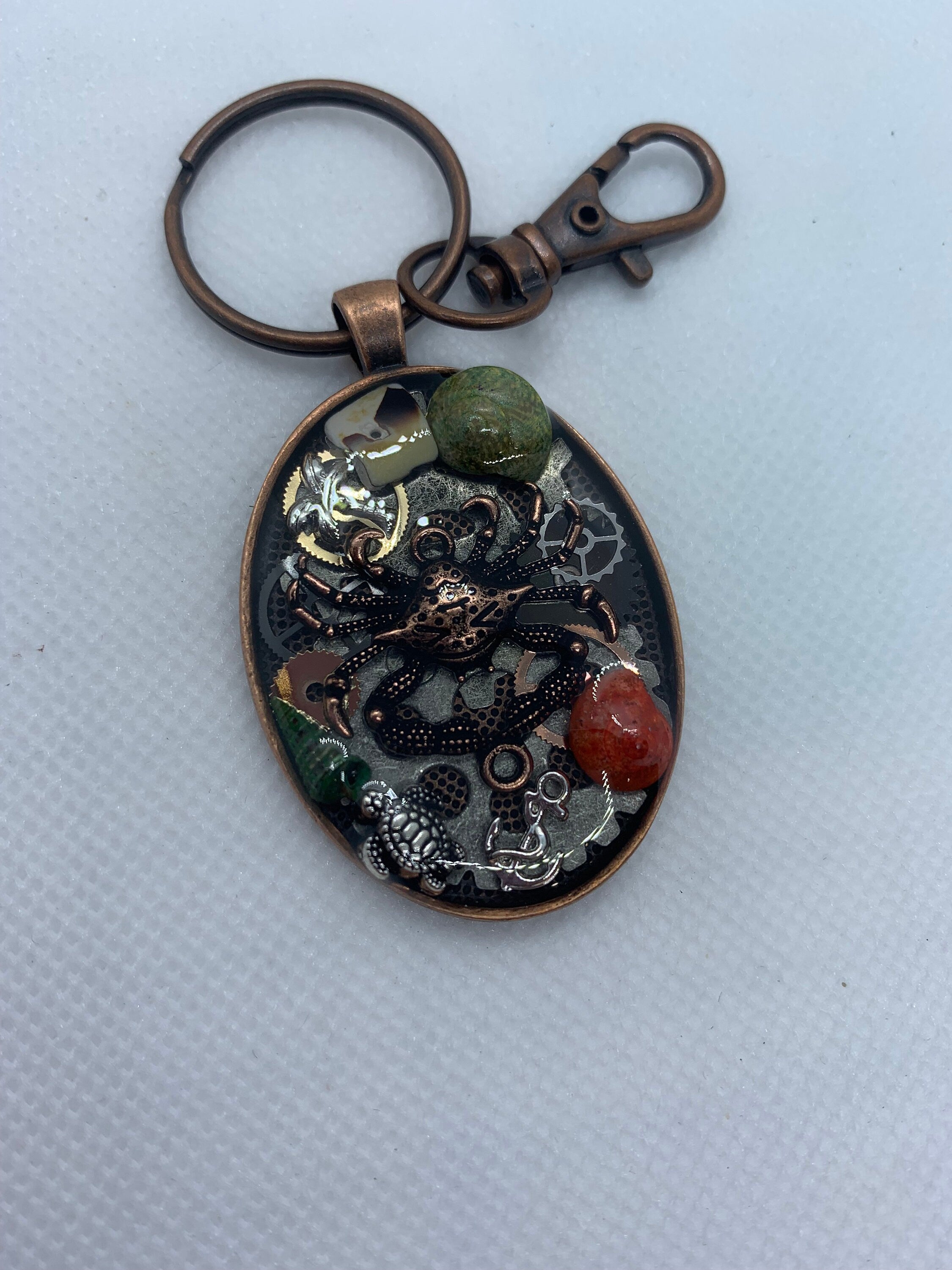 Crab Ocean Turtle Steampunk Keychain