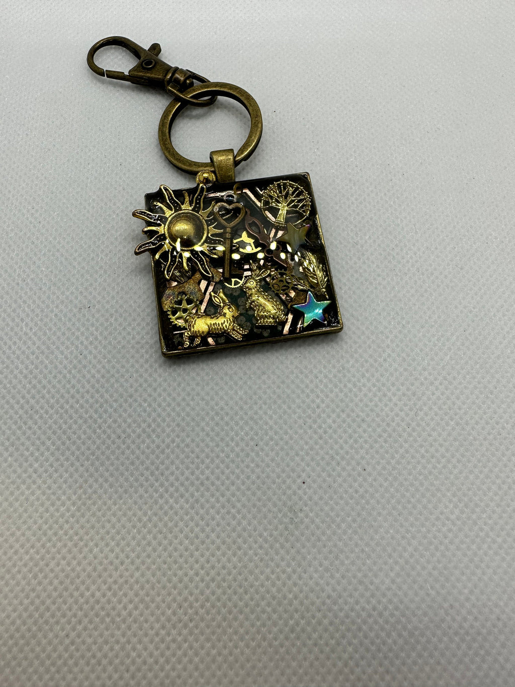 Steampunk Rabbit or Bunny Gold Keychain