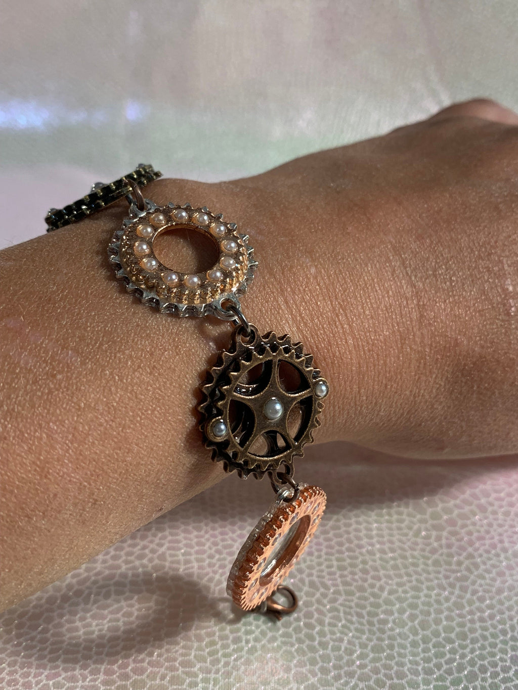 Metal Gear Pearly Steampunk Bracelet