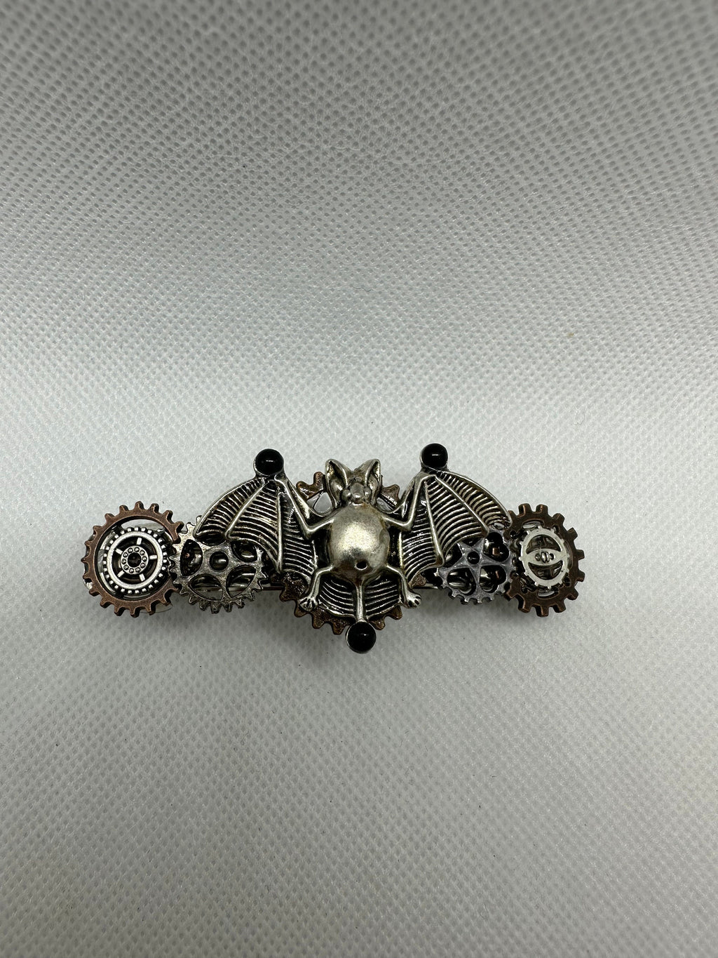 Halloween Steampunk Silver Bat Hair Clip