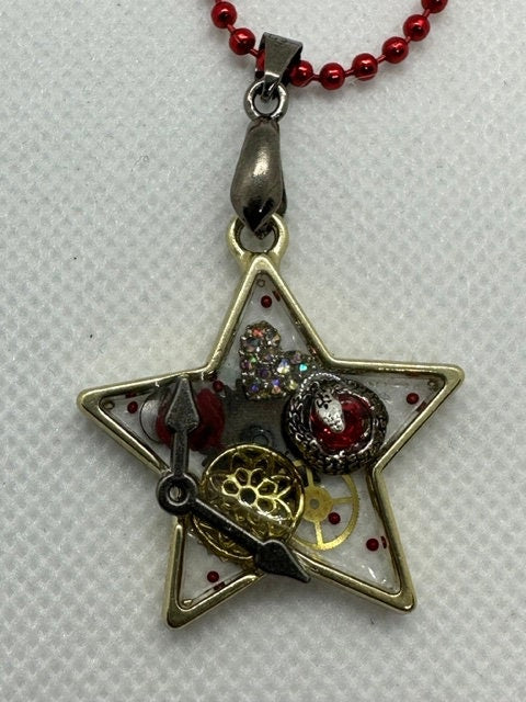 Steampunk Gold Star Necklace with Snake