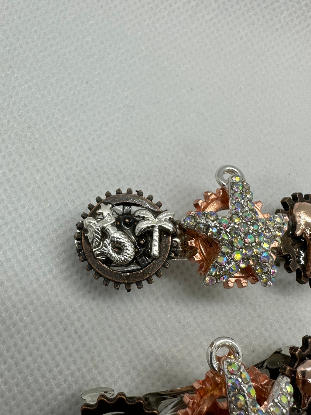 Steampunk Set of Rhinestone Starfish Hairclips