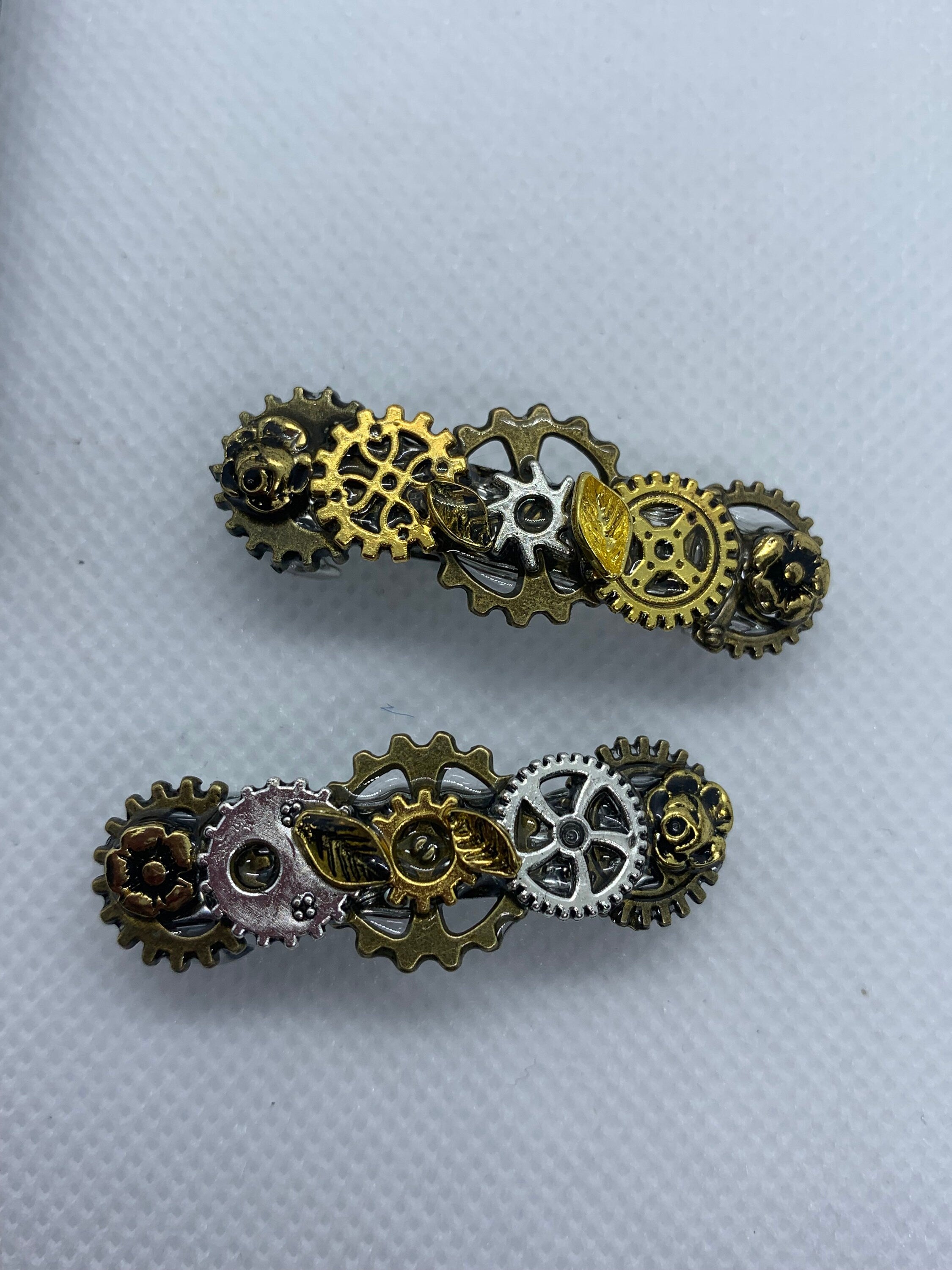 Tiny French Barrettes Hair clips Metal Steampunk