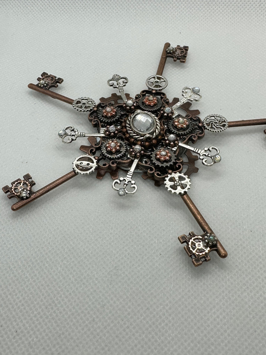 Steampunk Metal Keys Snowflake Ornament or Decoration