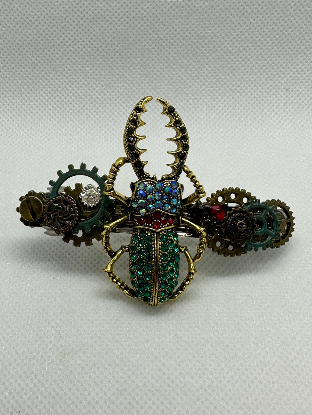 Steampunk Rhinestone Beetle Hair Clip