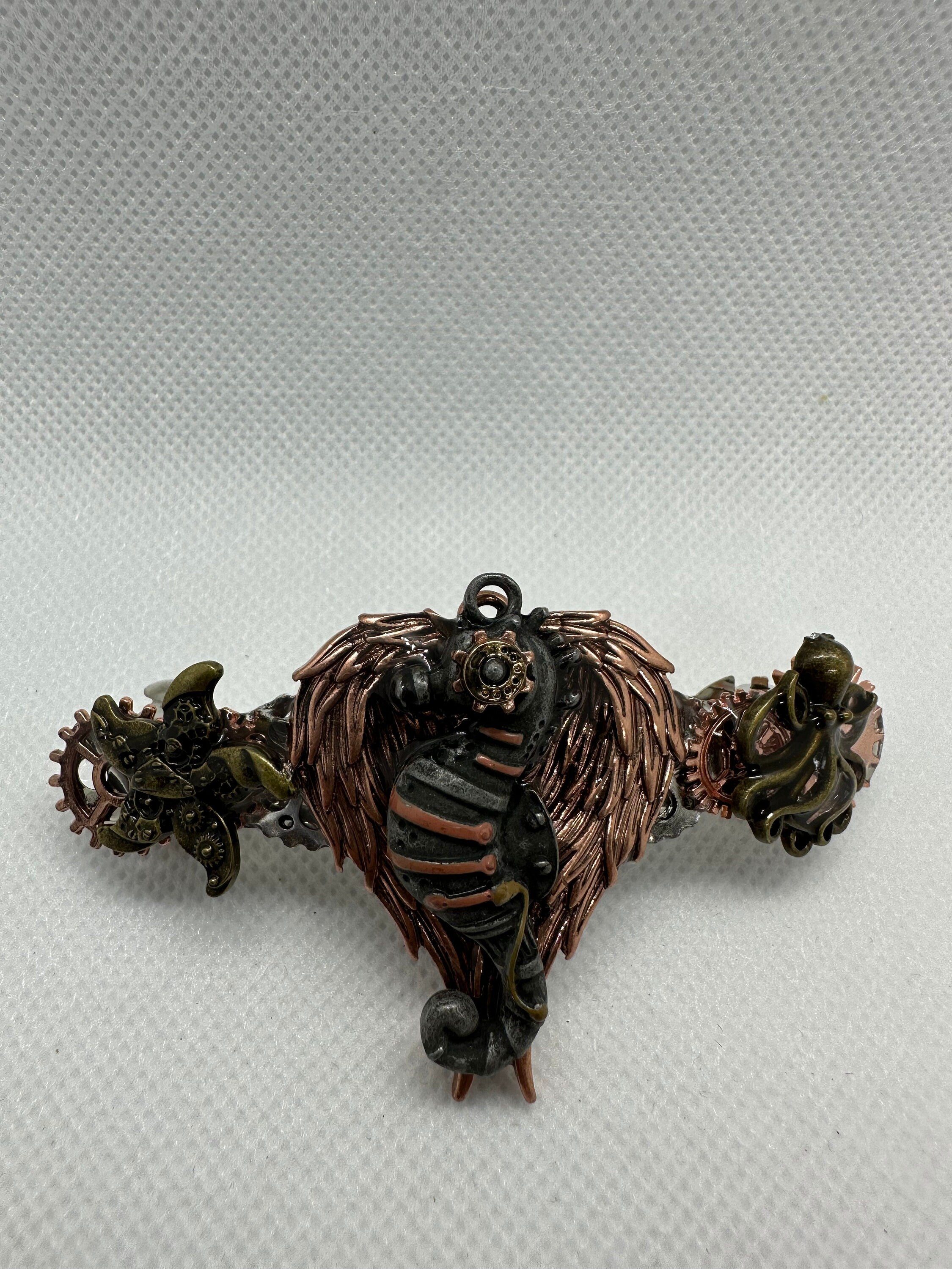Steampunk Sea Horse with Wings Hair Clip