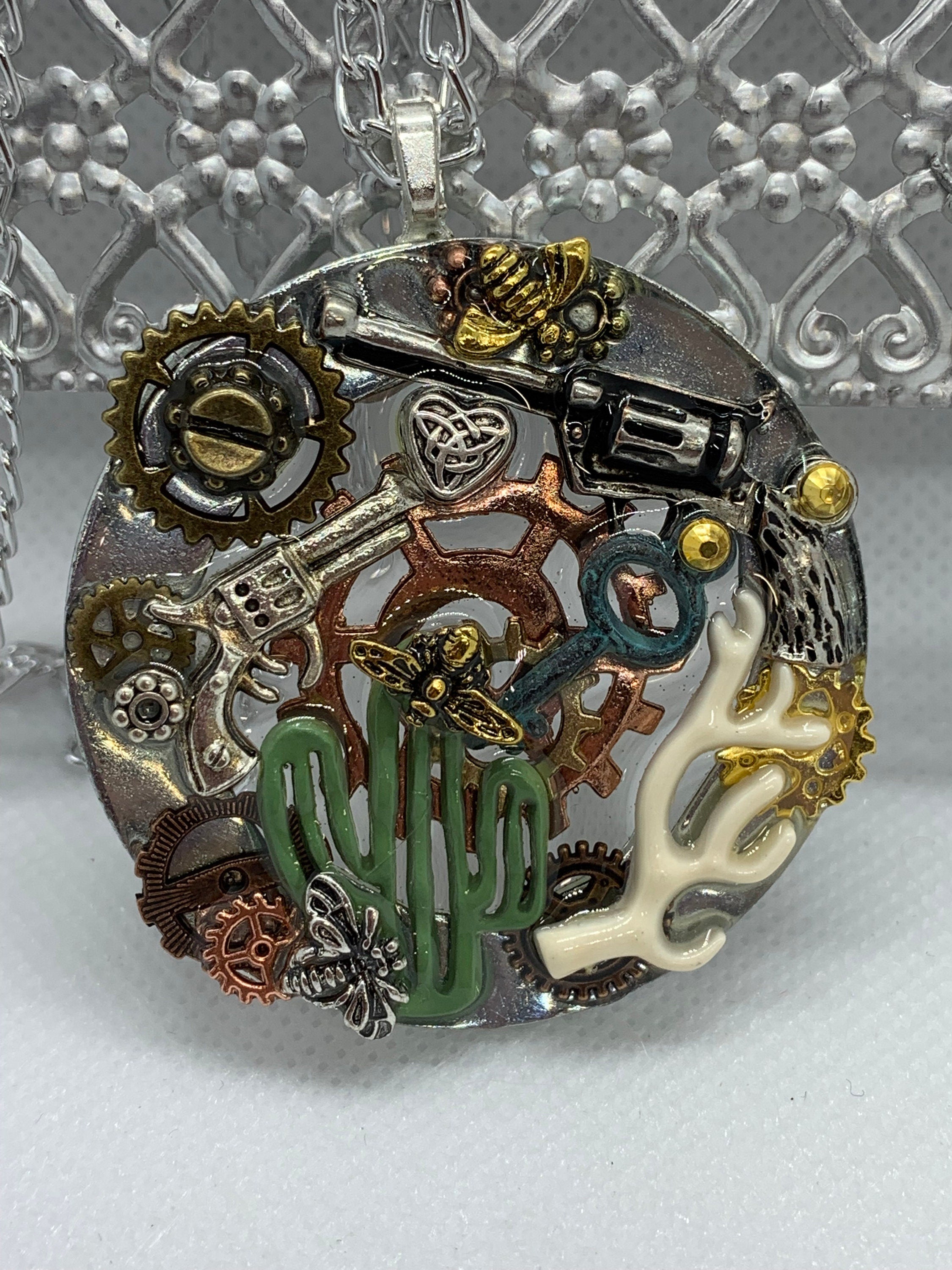 Cactus Desert Inspired Steampunk Necklace