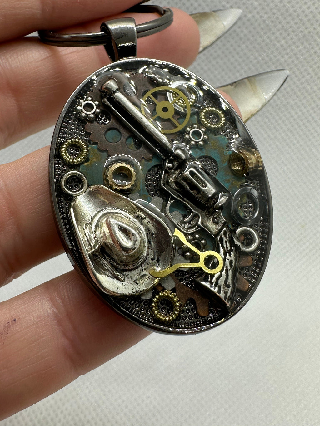 Steampunk Cowboy Cowgirl Keychain