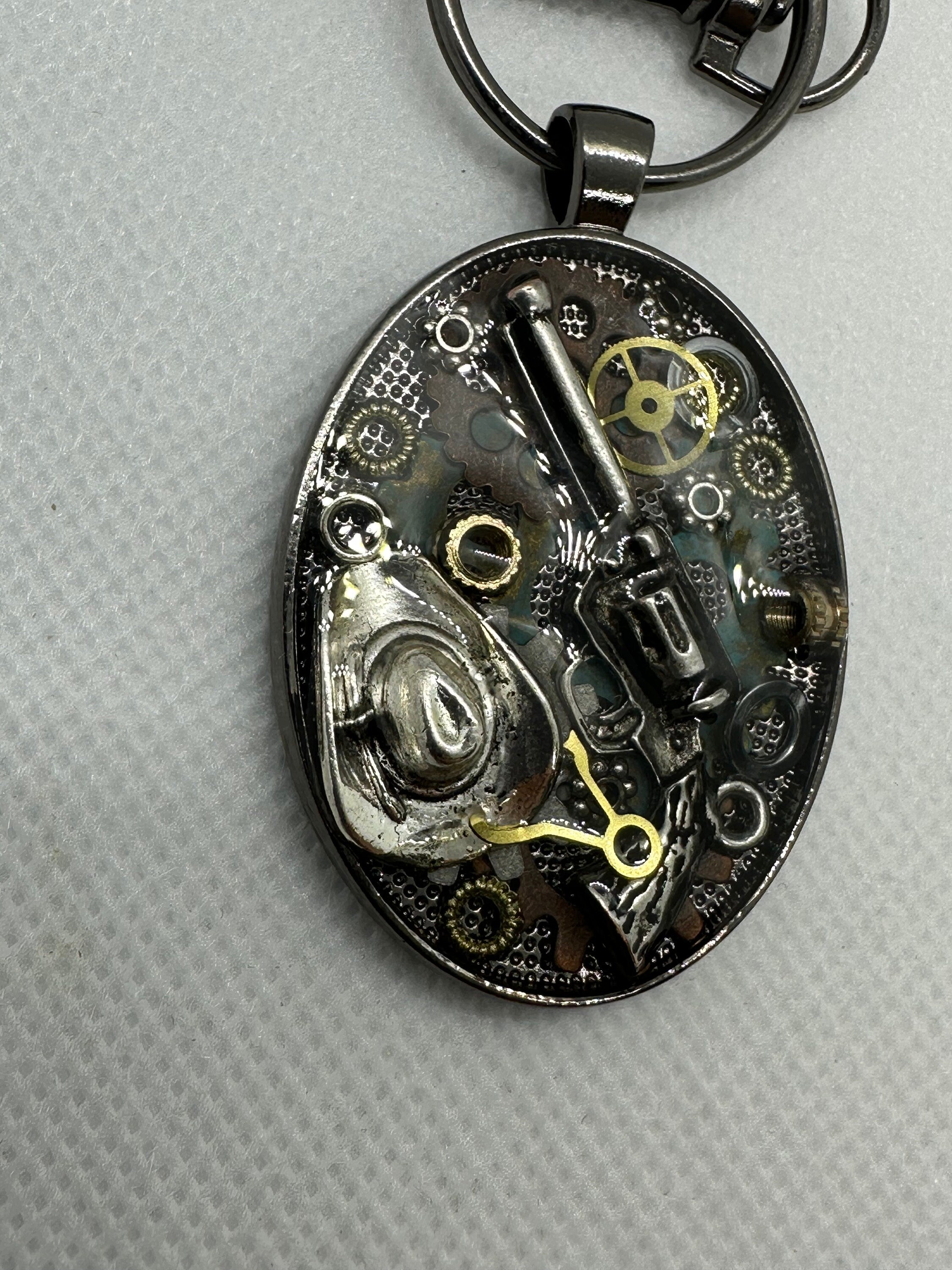 Steampunk Cowboy Cowgirl Keychain