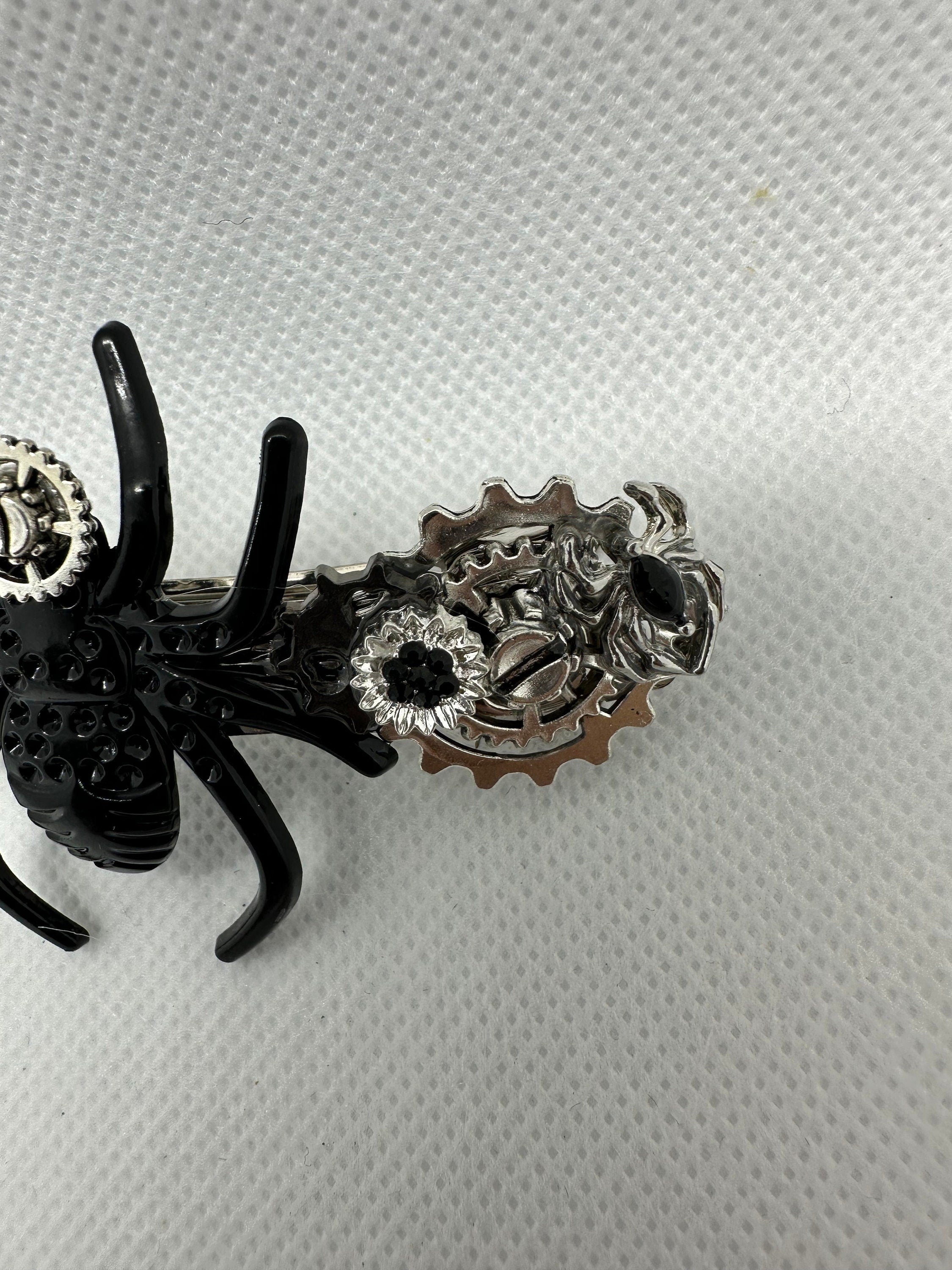 Halloween Steampunk Black Spider Hair Clip