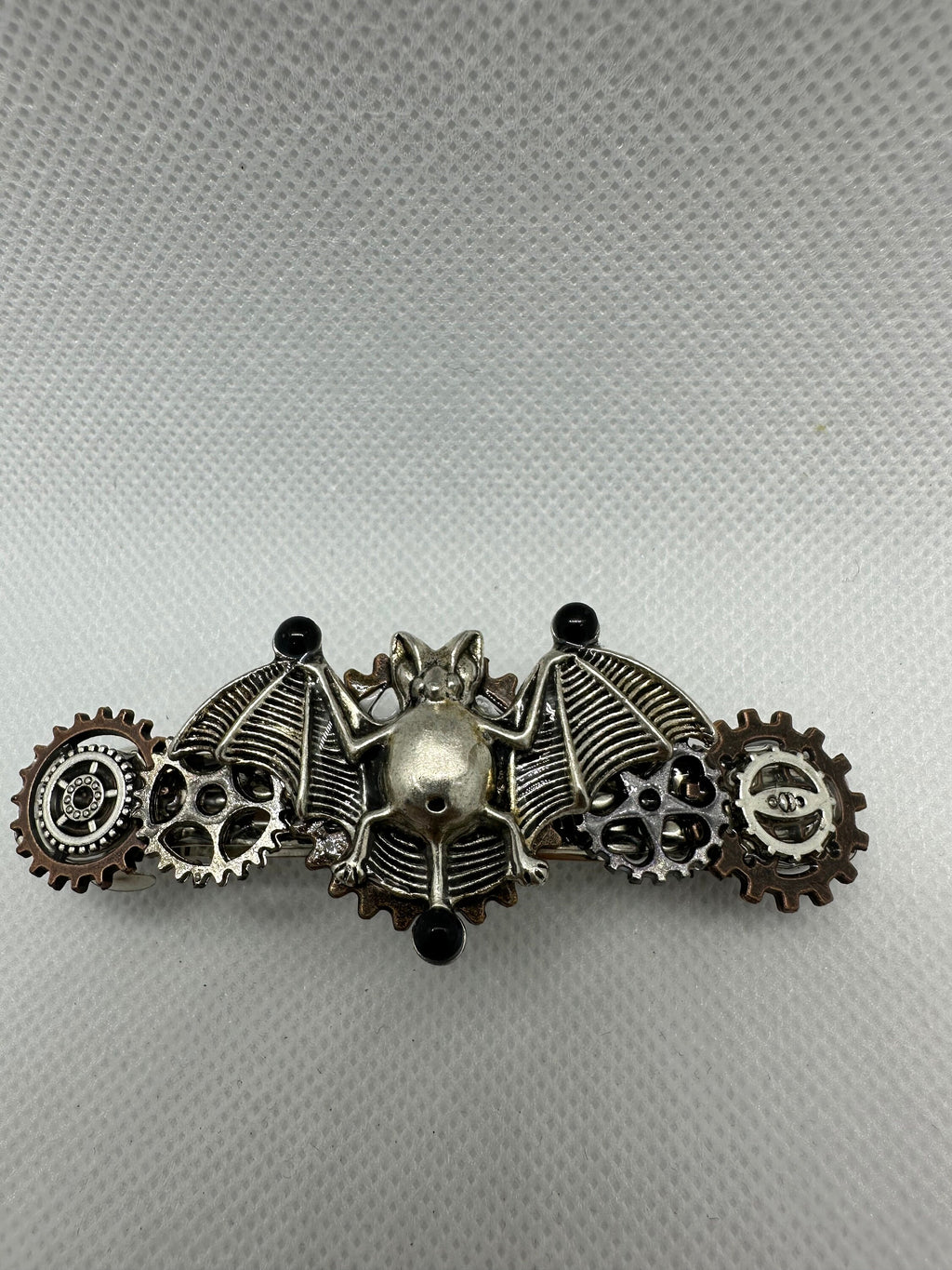 Halloween Steampunk Silver Bat Hair Clip