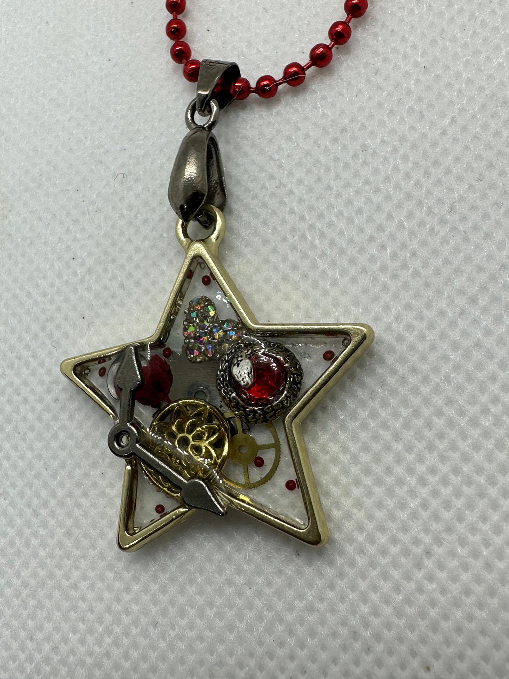 Steampunk Gold Star Necklace with Snake