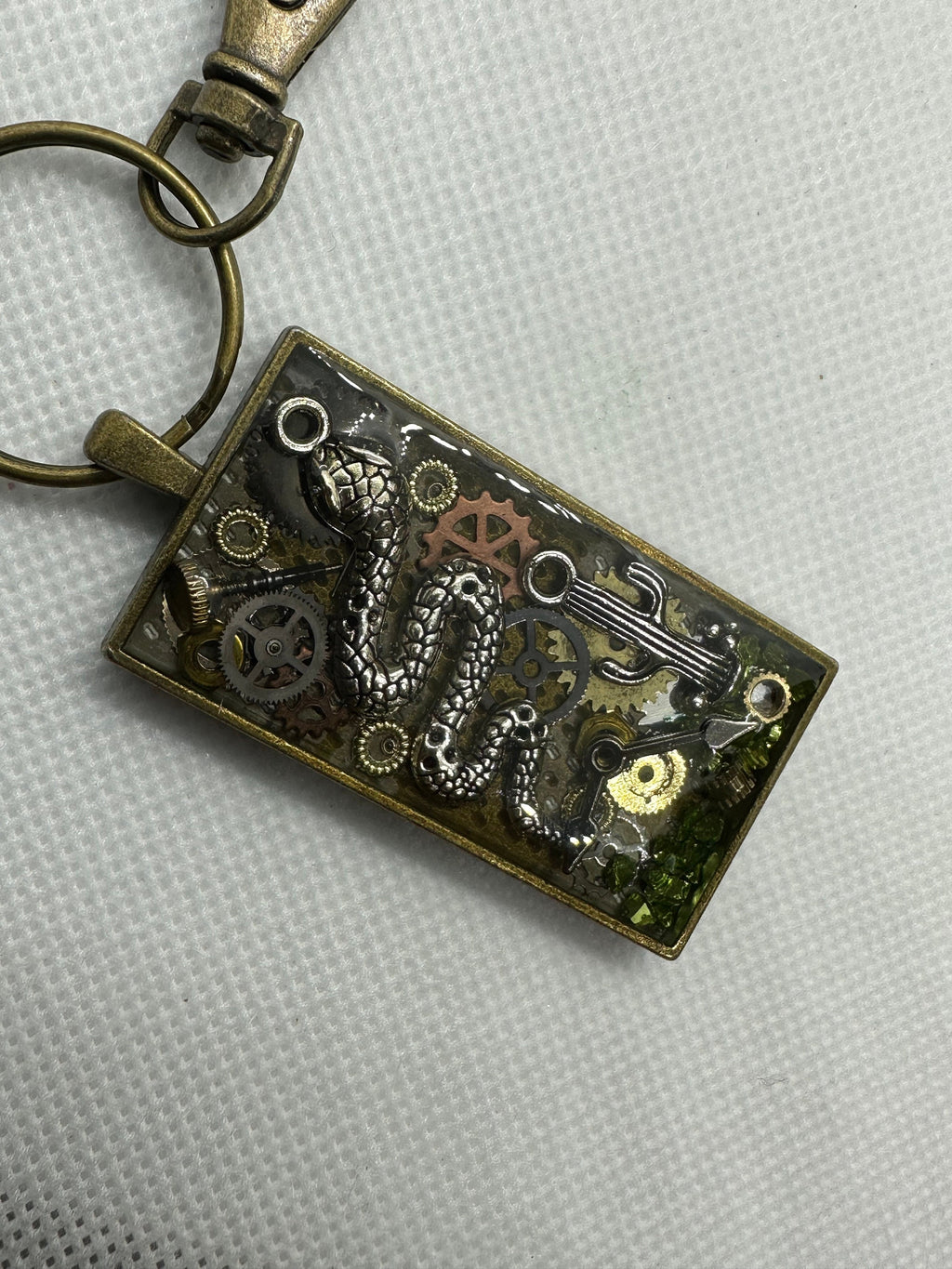 Steampunk Desert Theme Snake with Cactus Keychain