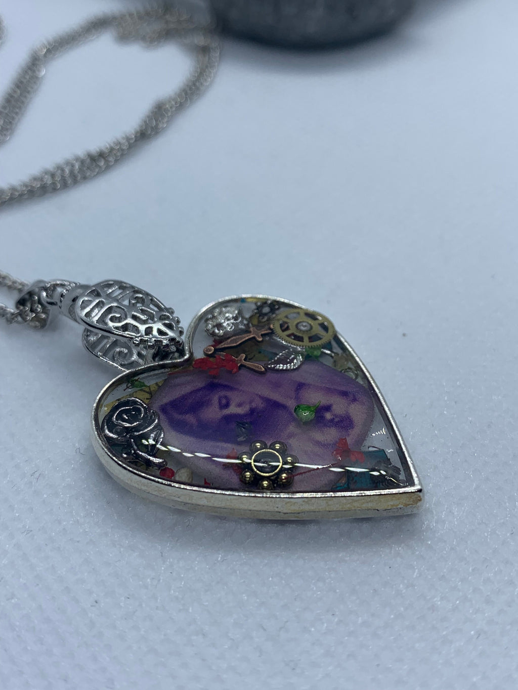Women and Baby Heart shaped Steampunk Antique Necklace