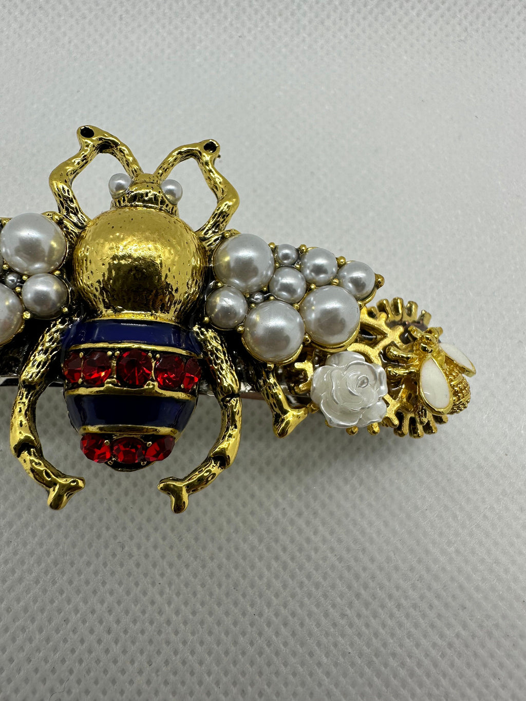 Red, White, Blue and Gold Steampunk Beatle Hairclip