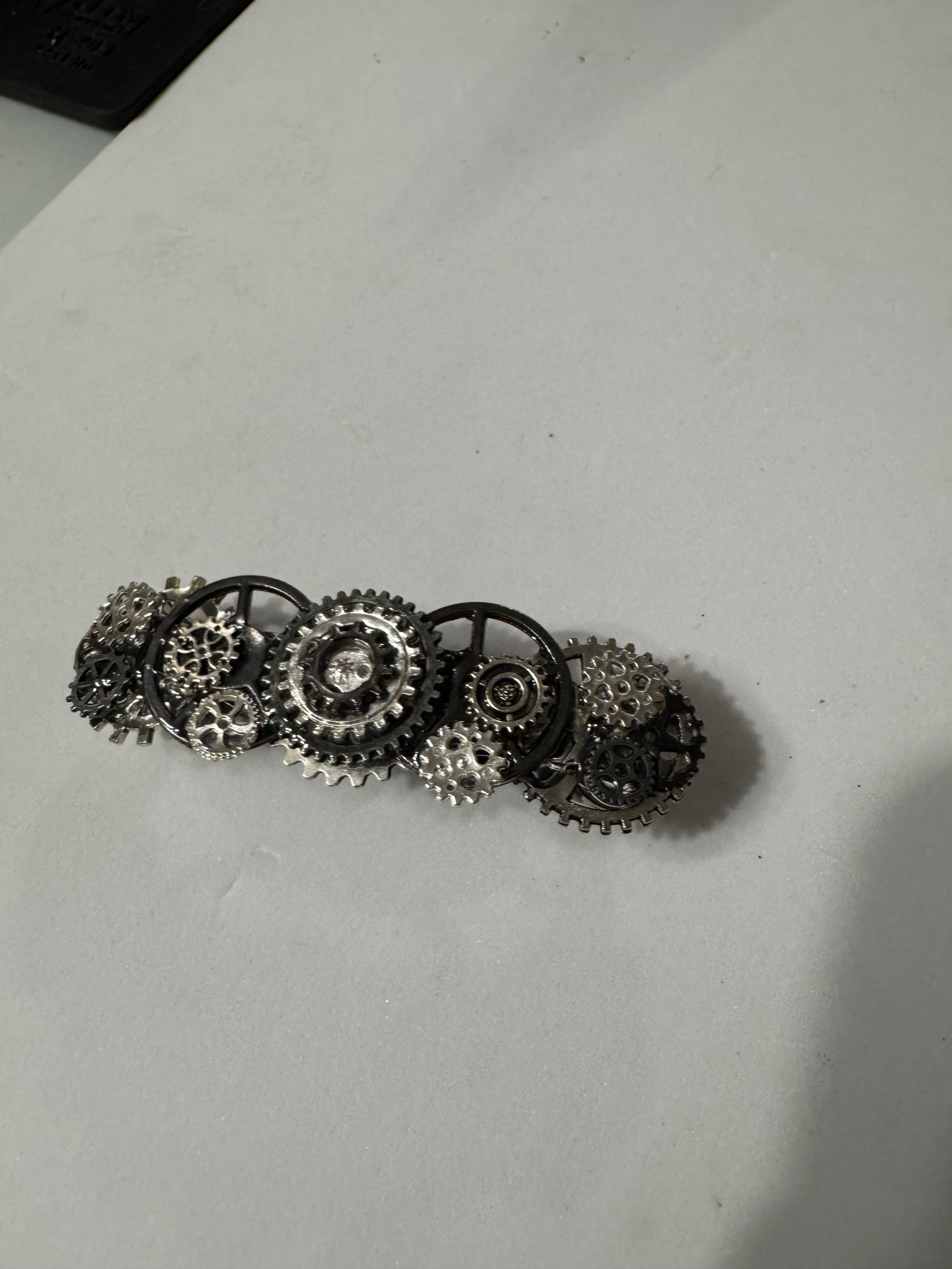 Steampunk French Barrette Silver and Black