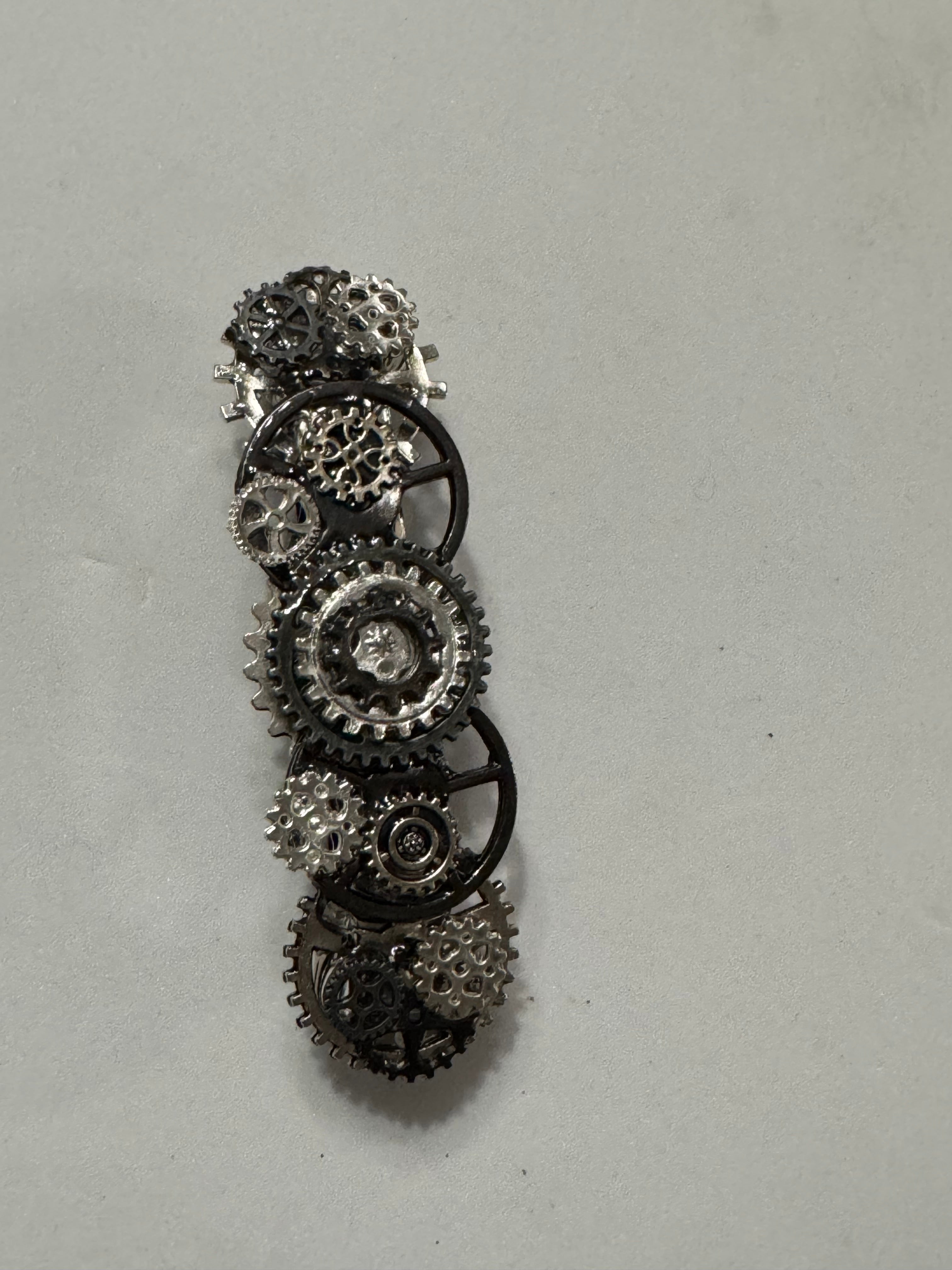 Steampunk French Barrette Silver and Black
