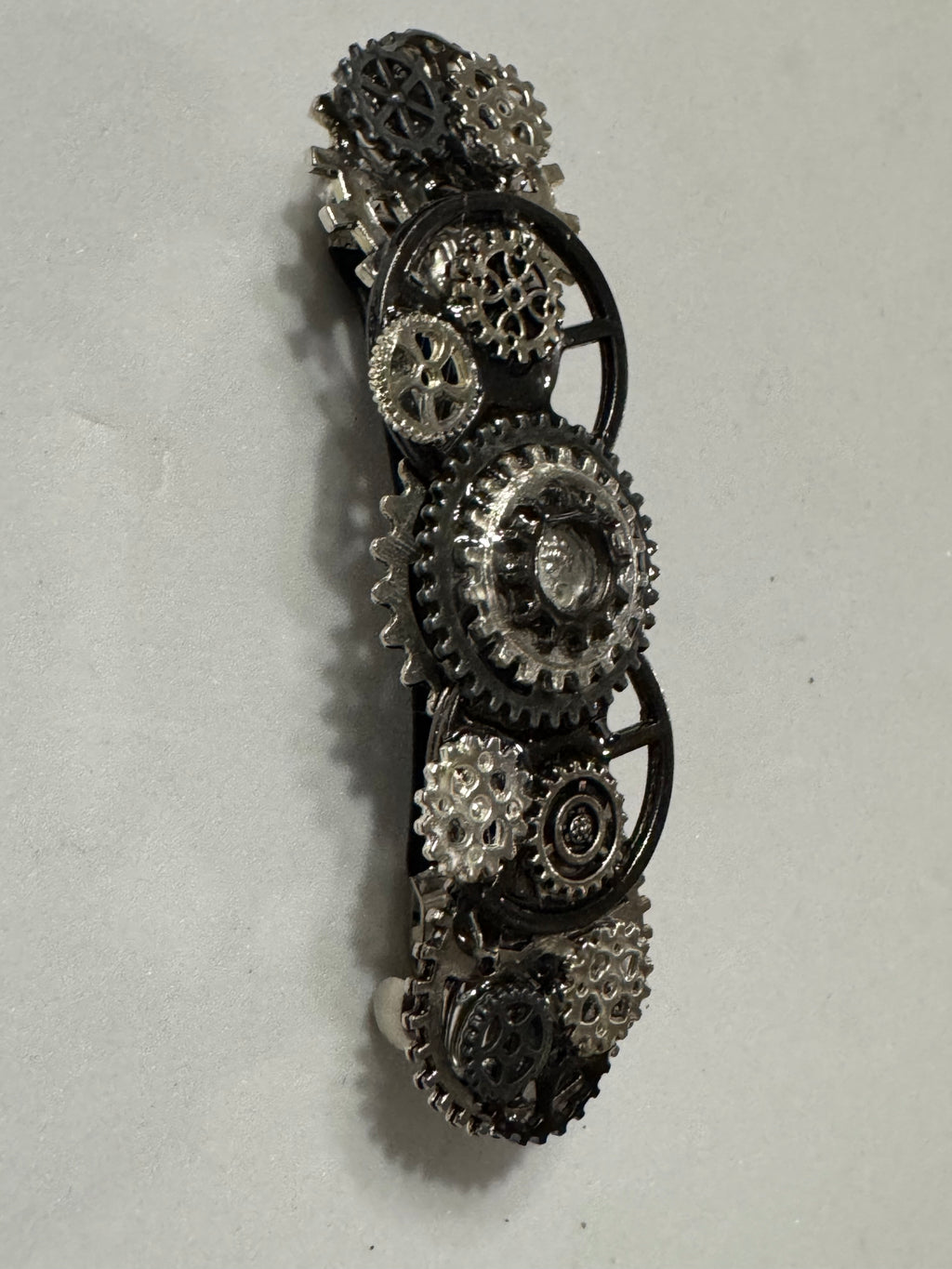 Steampunk French Barrette Silver and Black
