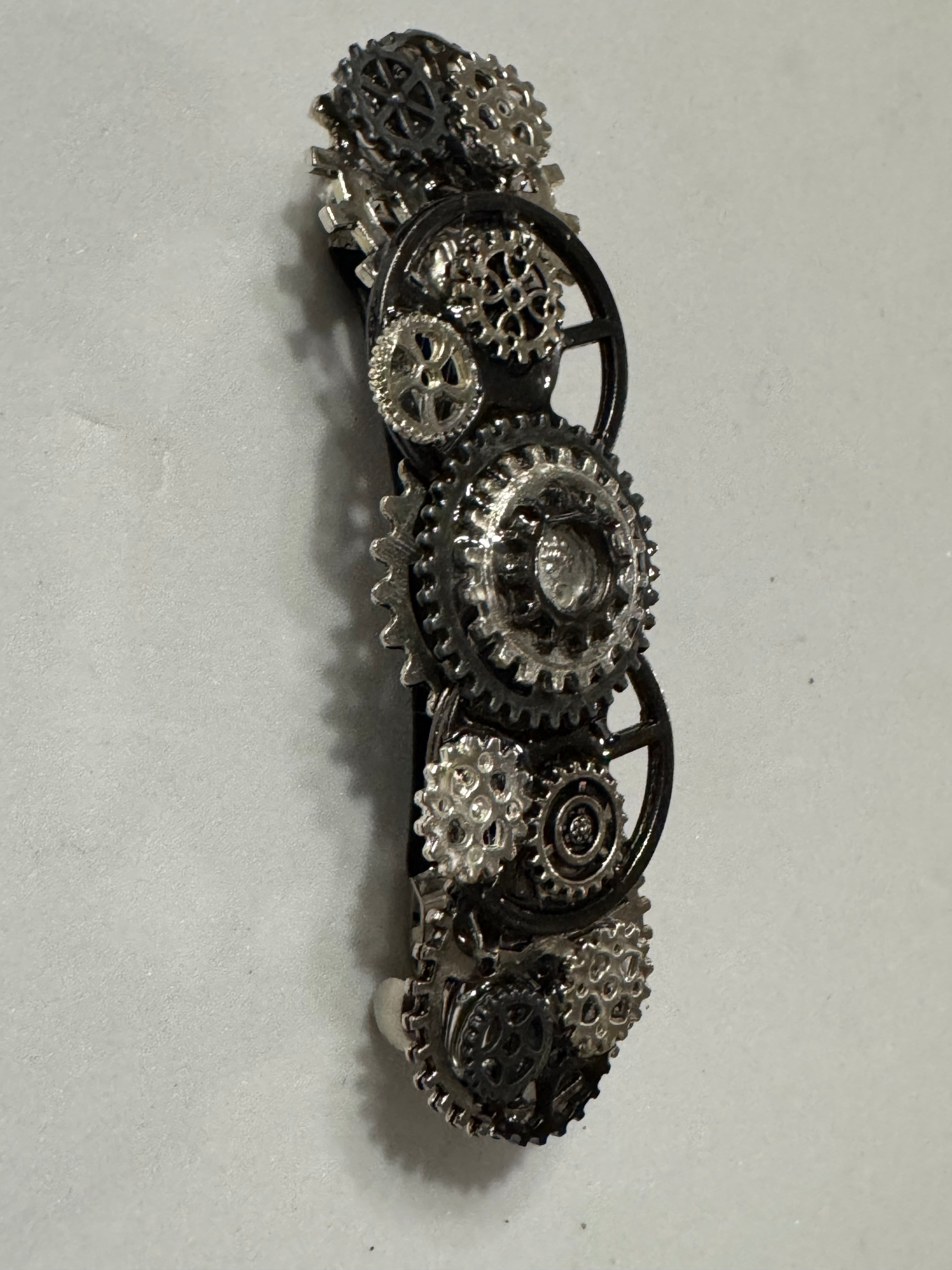 Steampunk French Barrette Silver and Black