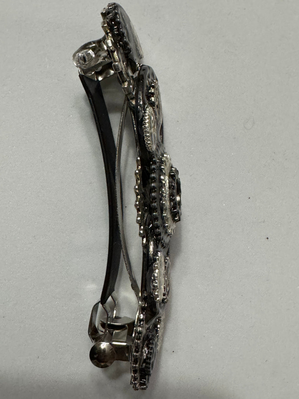 Steampunk French Barrette Silver and Black