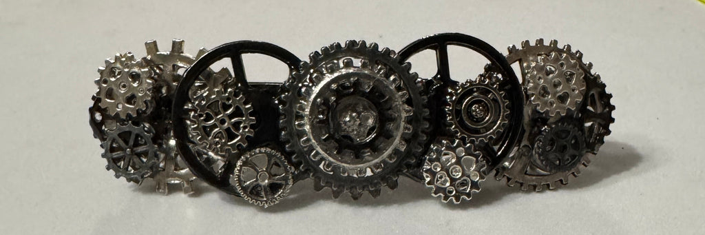 Steampunk French Barrette Silver and Black