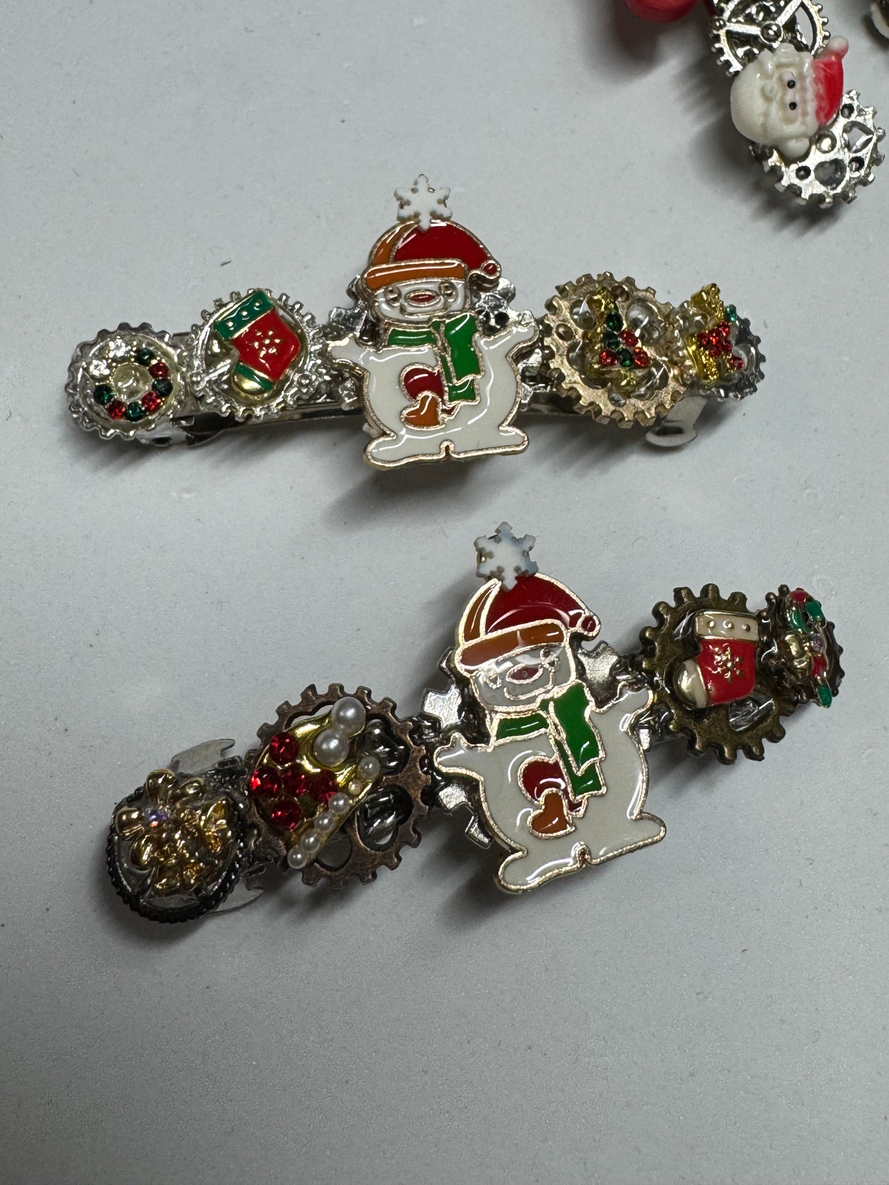 Snowmen Steampunk Barrettes
