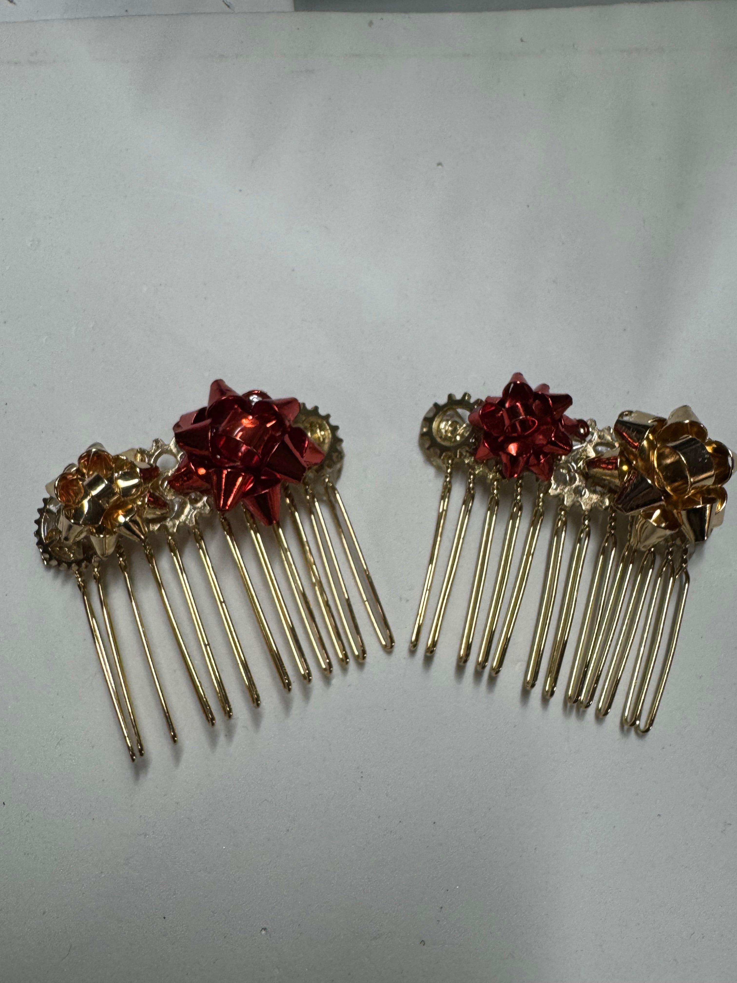 Christmas Bow Hair Combs