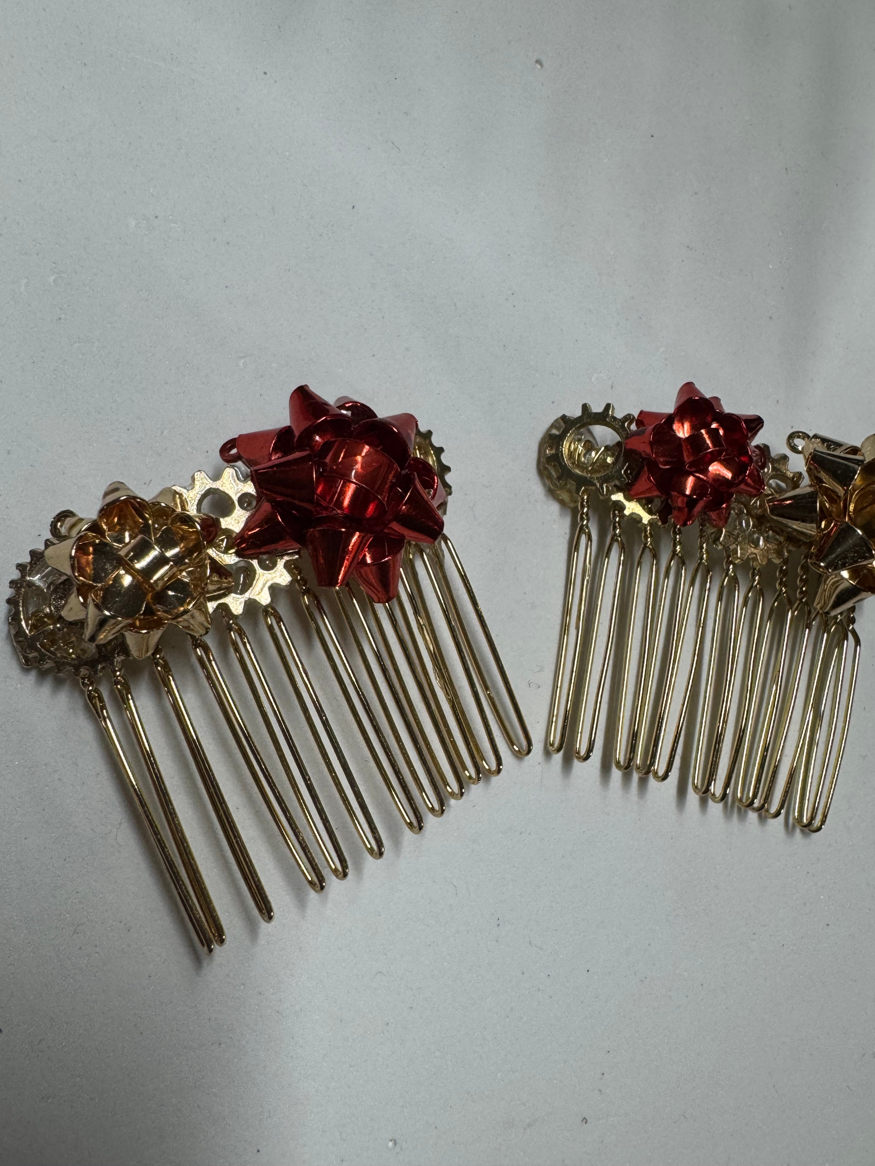 Christmas Bow Hair Combs