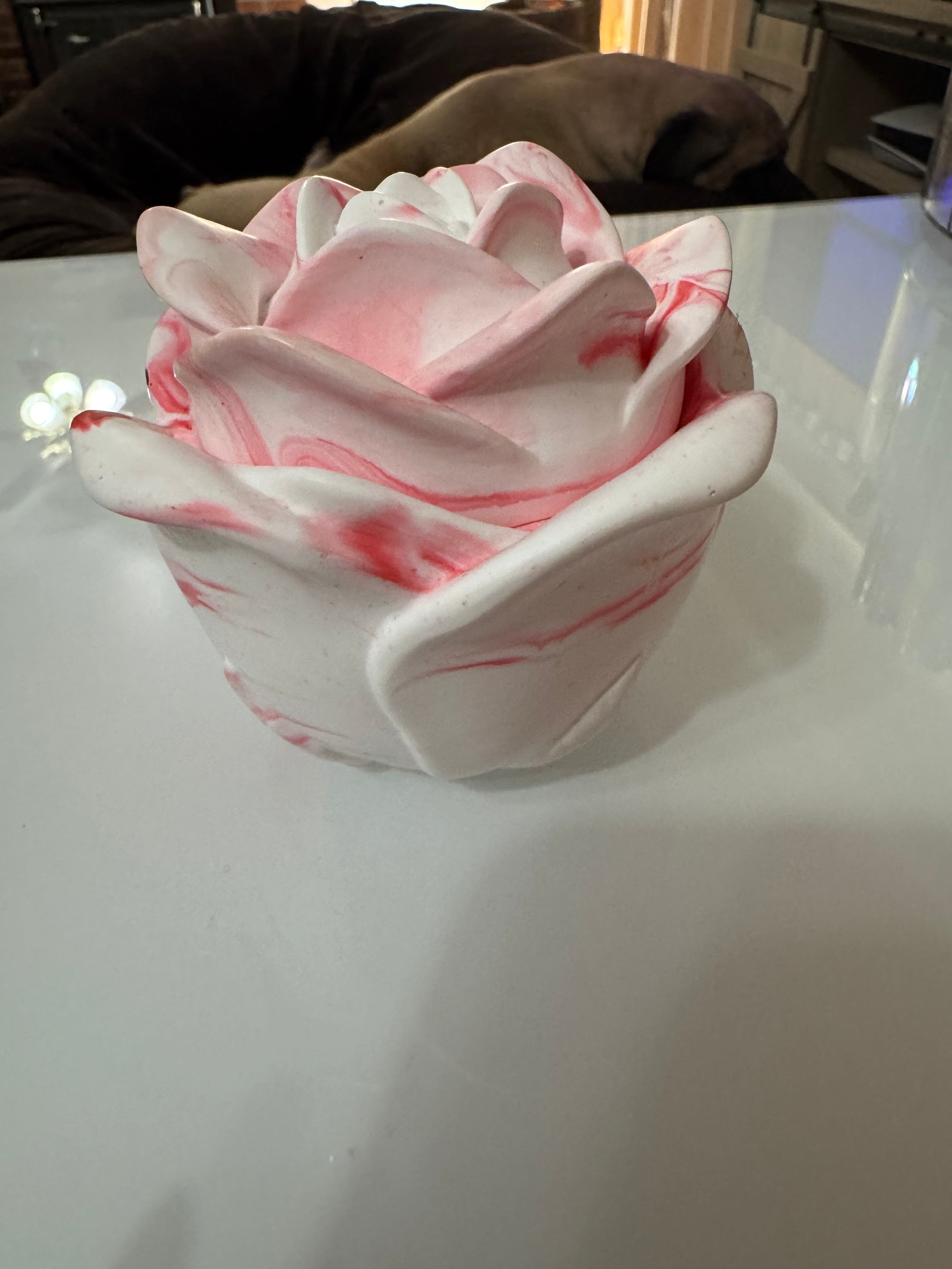 Ceramic Rose Shaped Container