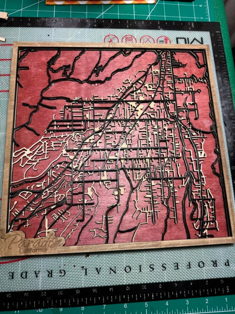 Paradise California Wooden Map