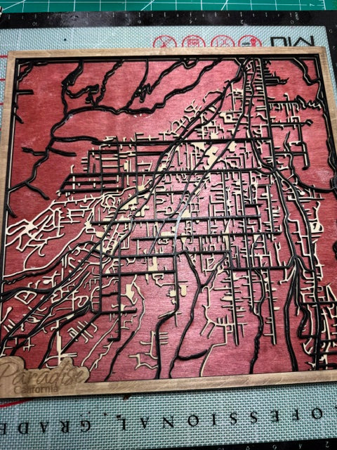 Paradise California Wooden Map