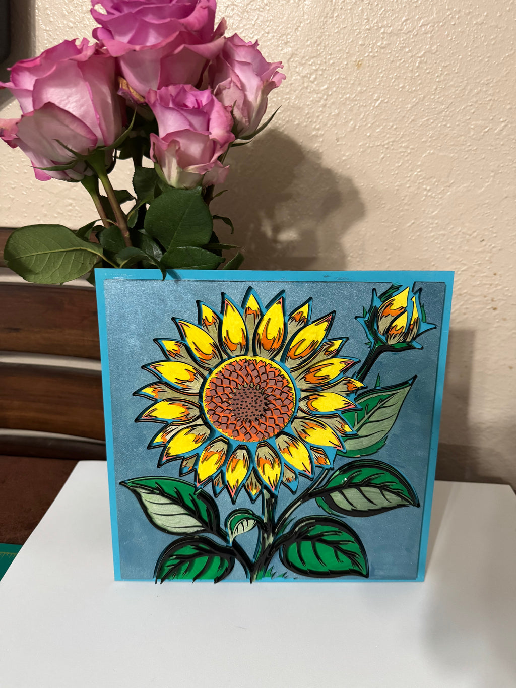Wooden Layered Yellow Sunflower