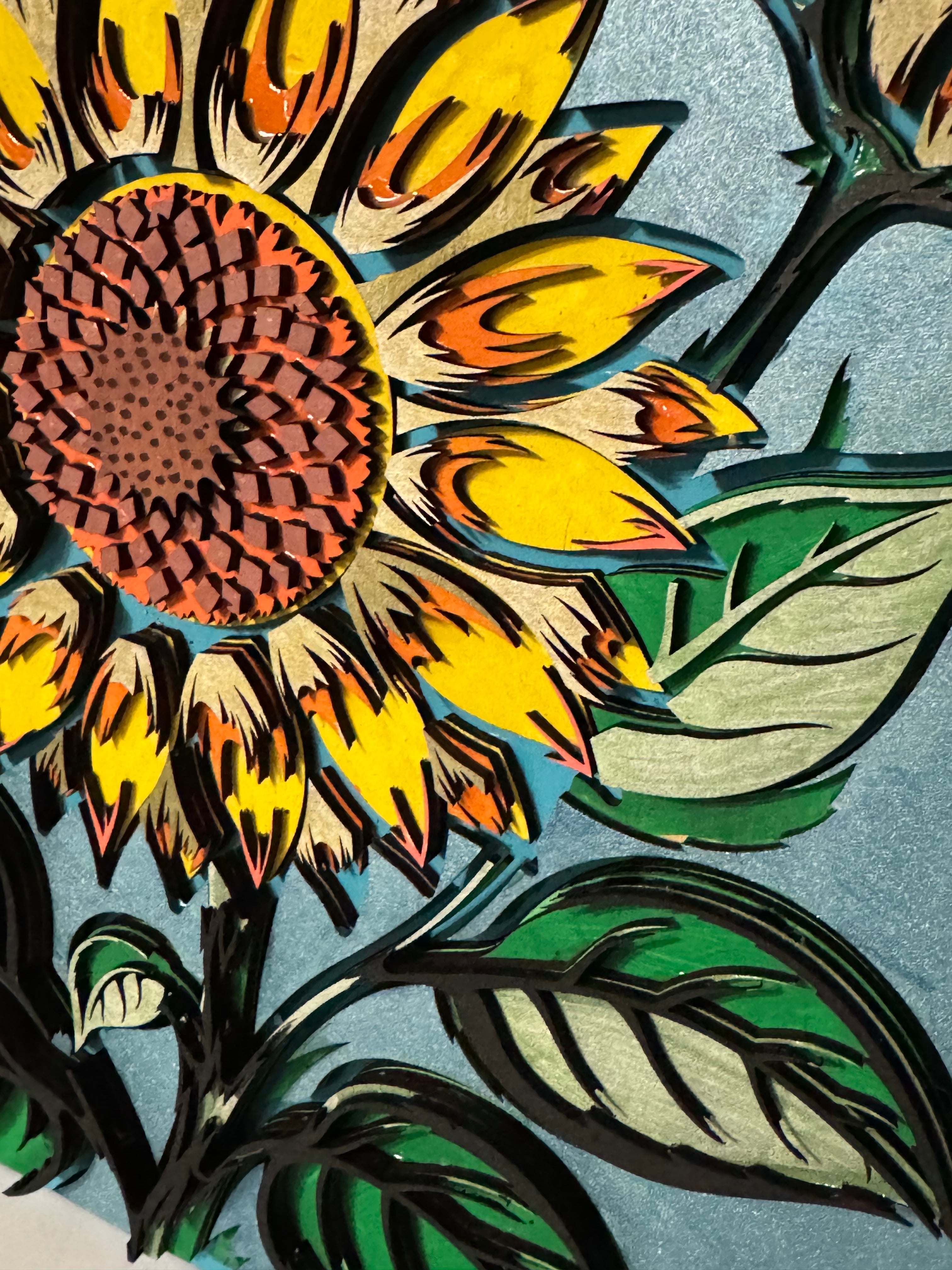 Wooden Layered Yellow Sunflower