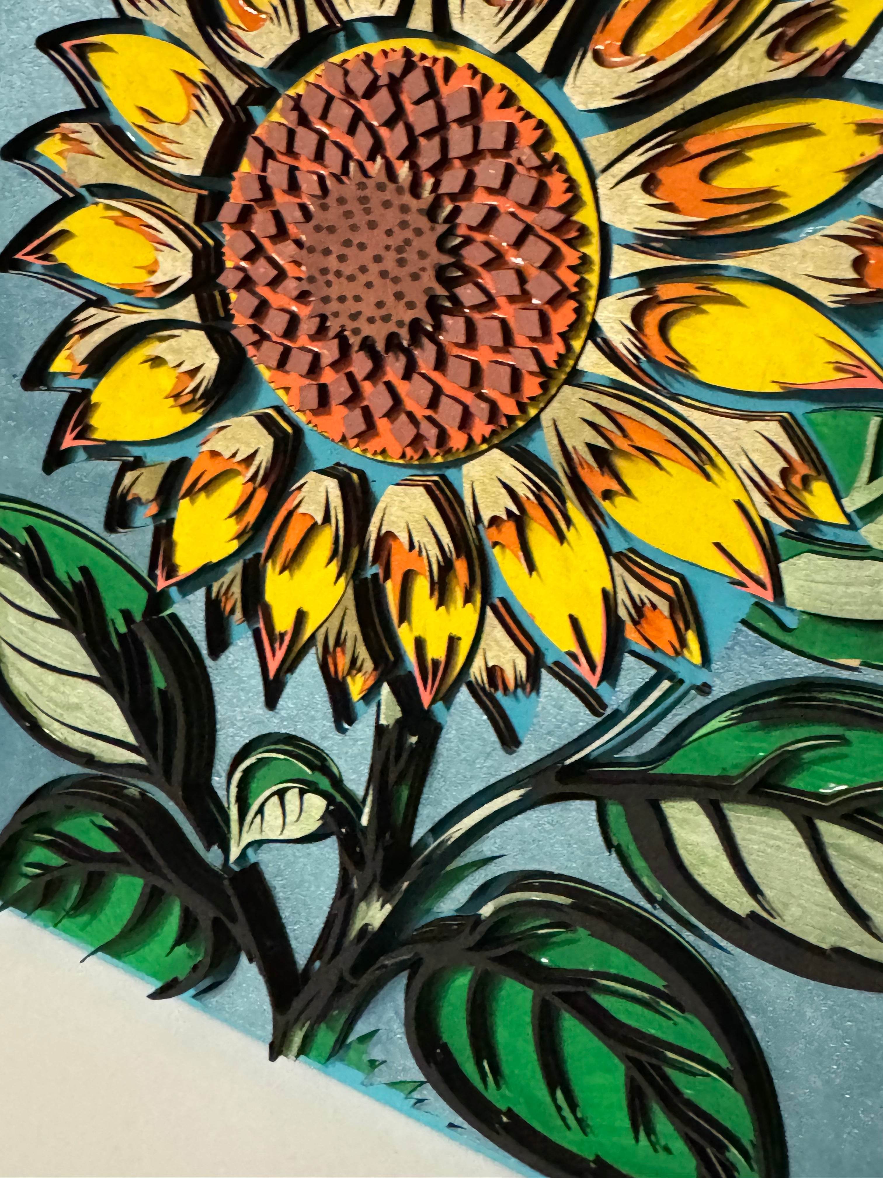 Wooden Layered Yellow Sunflower