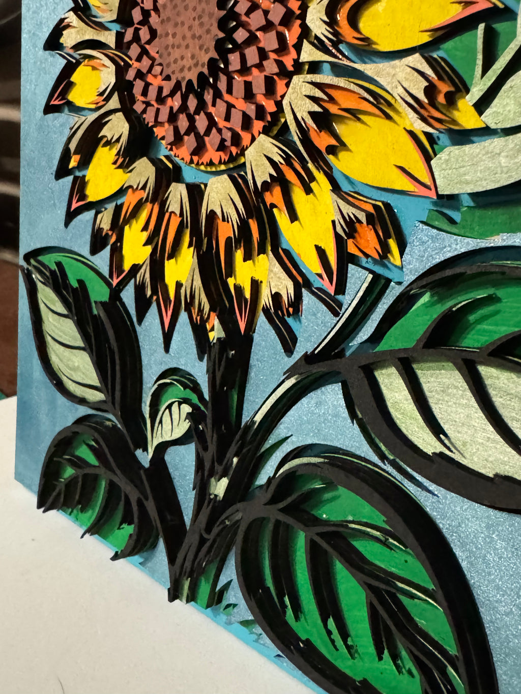Wooden Layered Yellow Sunflower